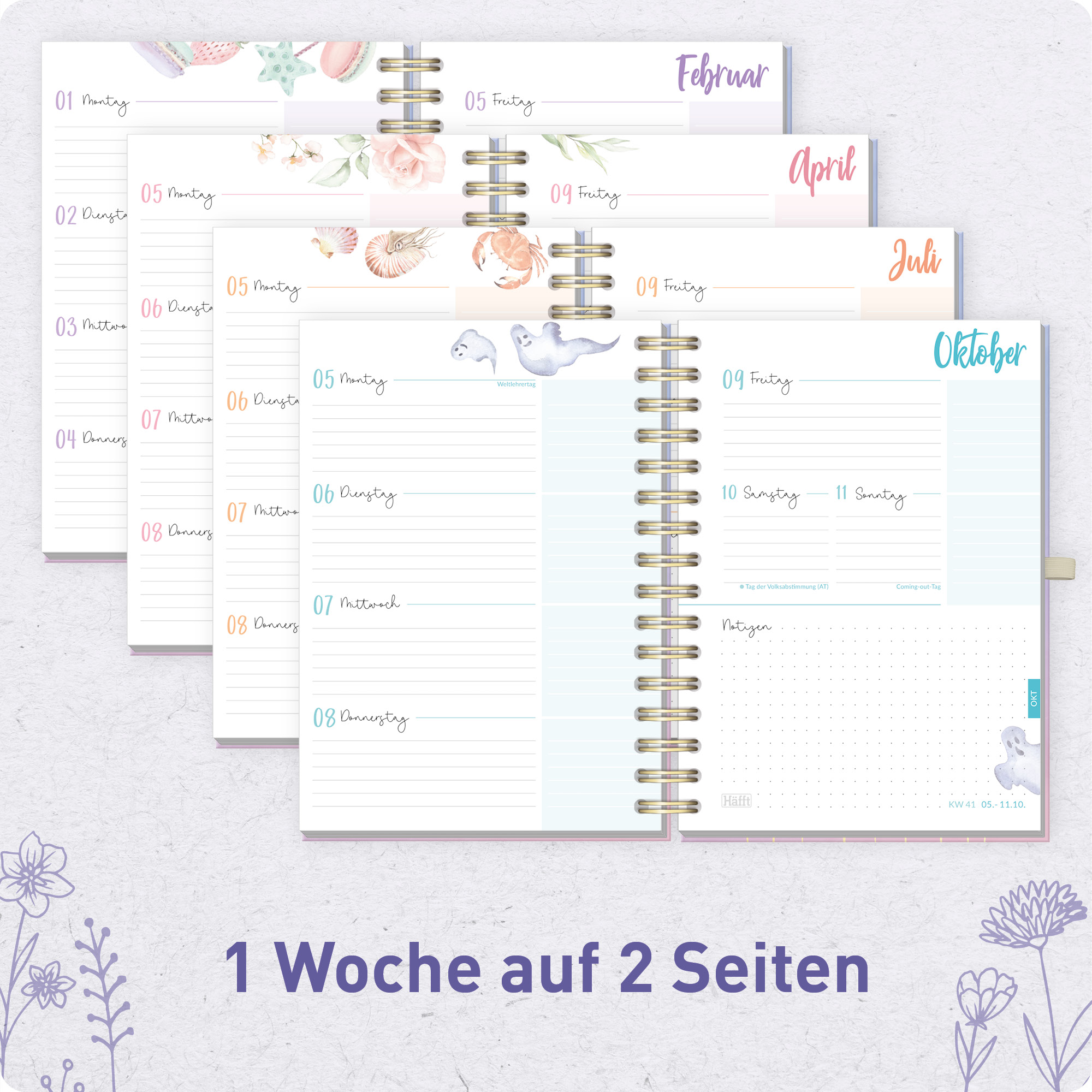 Artikelbild 4 des Artikels “Häfft-Timer Fancy Deluxe A5 2026 2027 [Fine Flowers lila] “