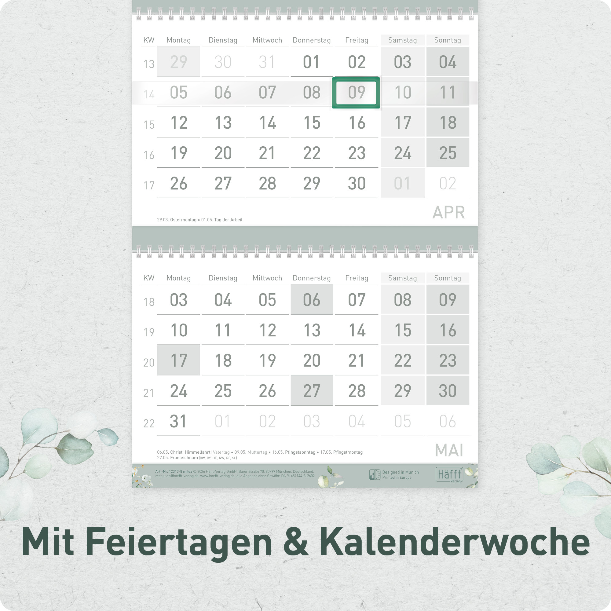 Artikelbild 4 des Artikels “3-Monatskalender 2027 [Minty Leaves] “