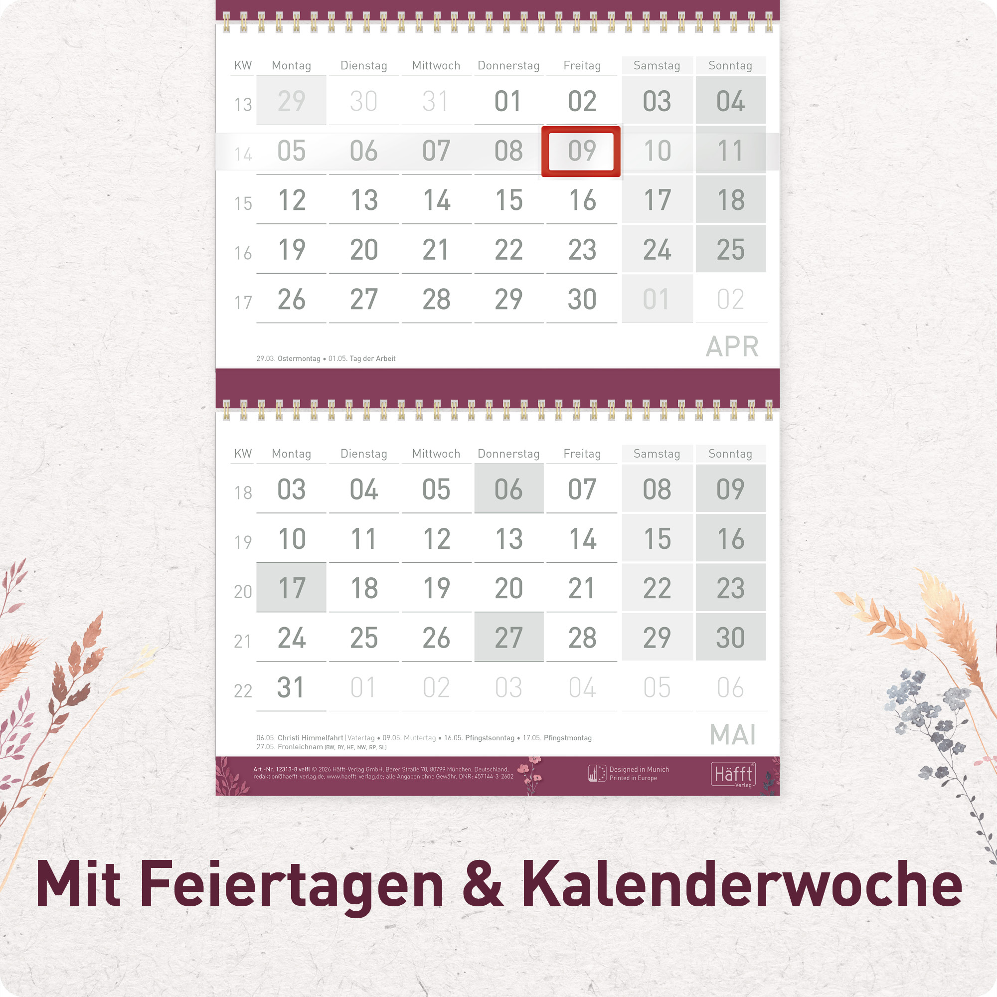 Artikelbild 4 des Artikels “3-Monatskalender 2027 [Velvet Flowers] “