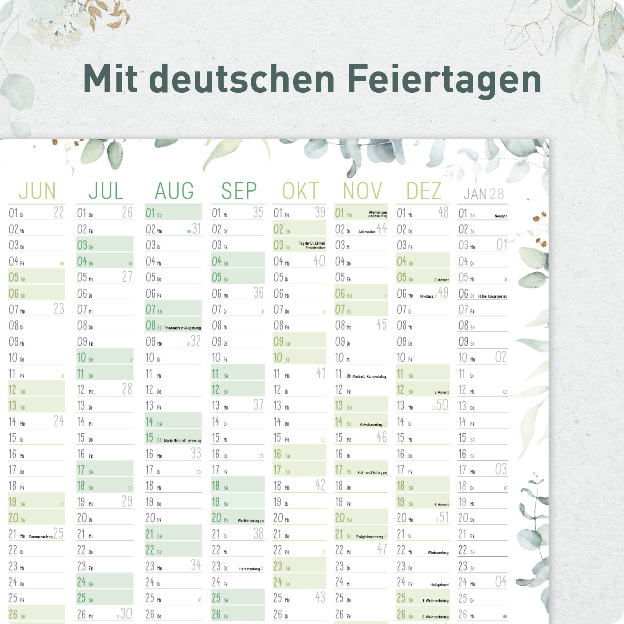 Artikelbild 4 des Artikels “Abwischbarer Wandkalender 2027 A1+ [Blattgold] “
