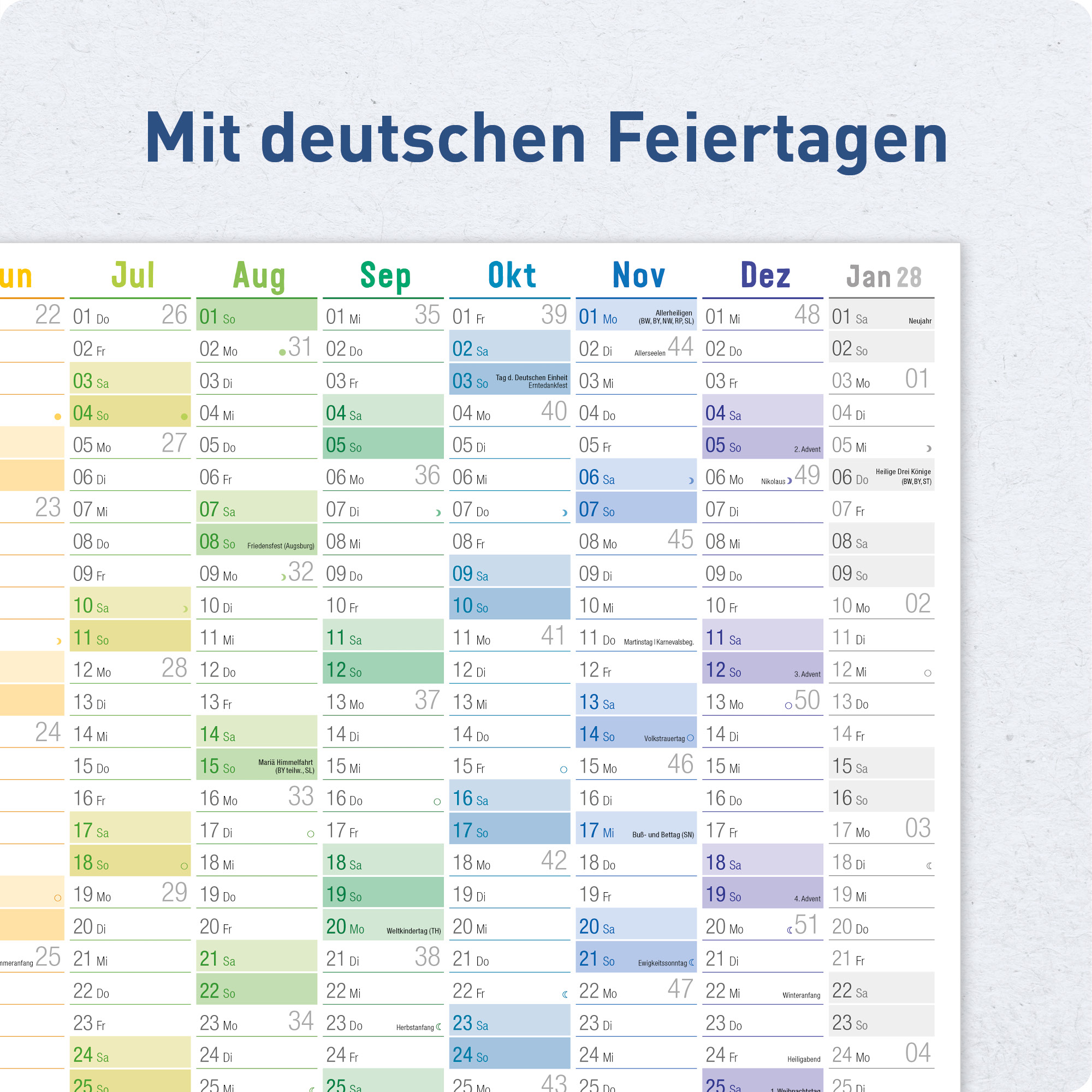 Artikelbild 4 des Artikels “Wandkalender 2027 A2 gerollt abwischbar [Rainbow] “
