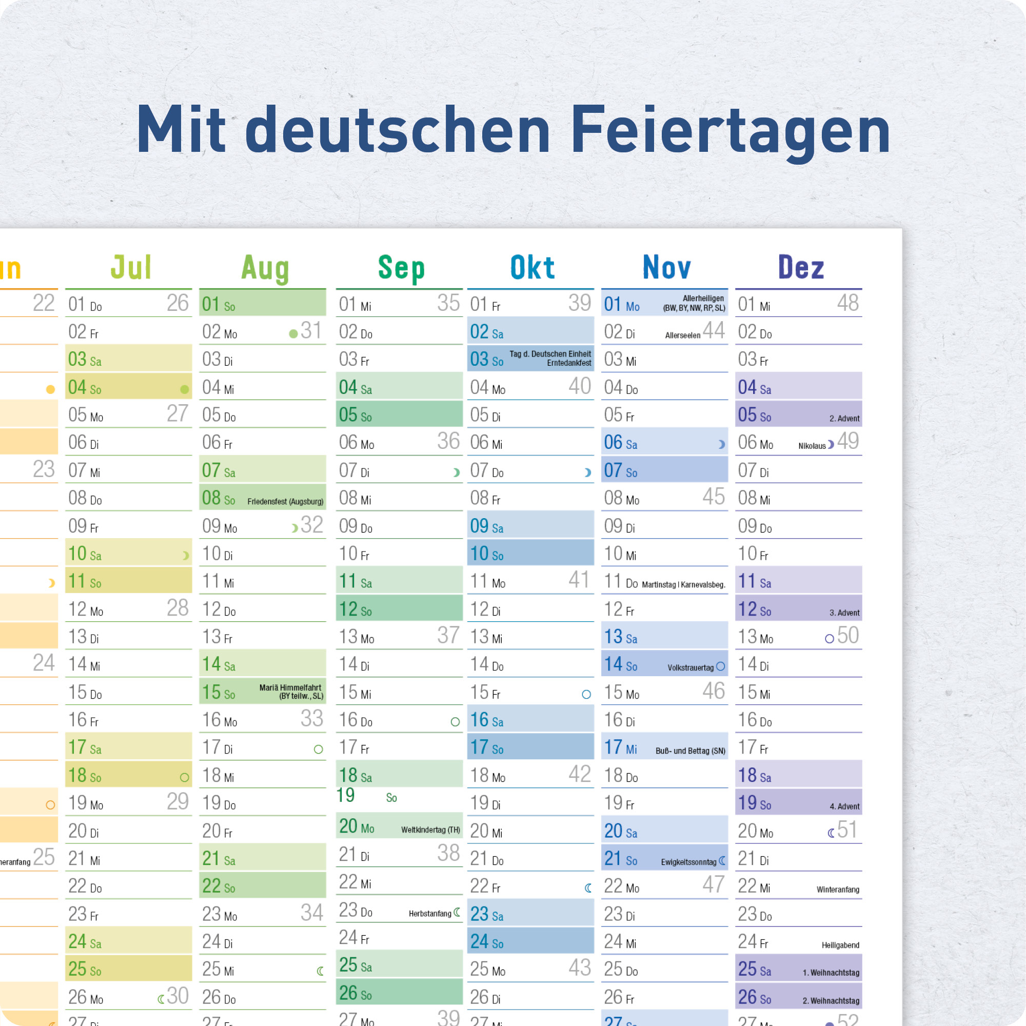 Artikelbild 4 des Artikels “Wandkalender 2027 A3 abwischbar gerollt quer [Rainbow] “