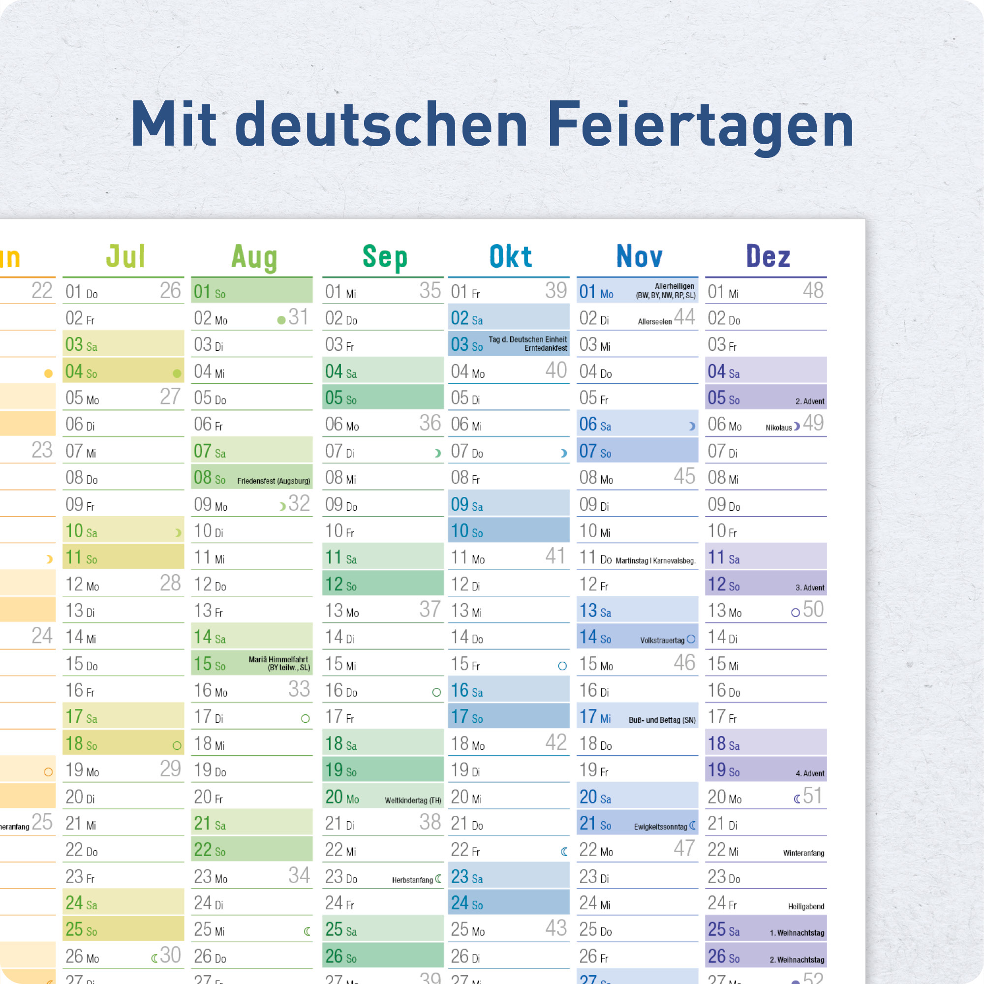 Artikelbild 4 des Artikels “Wandkalender 2027 A3 abwischbar gerollt quer [Rainbow] “