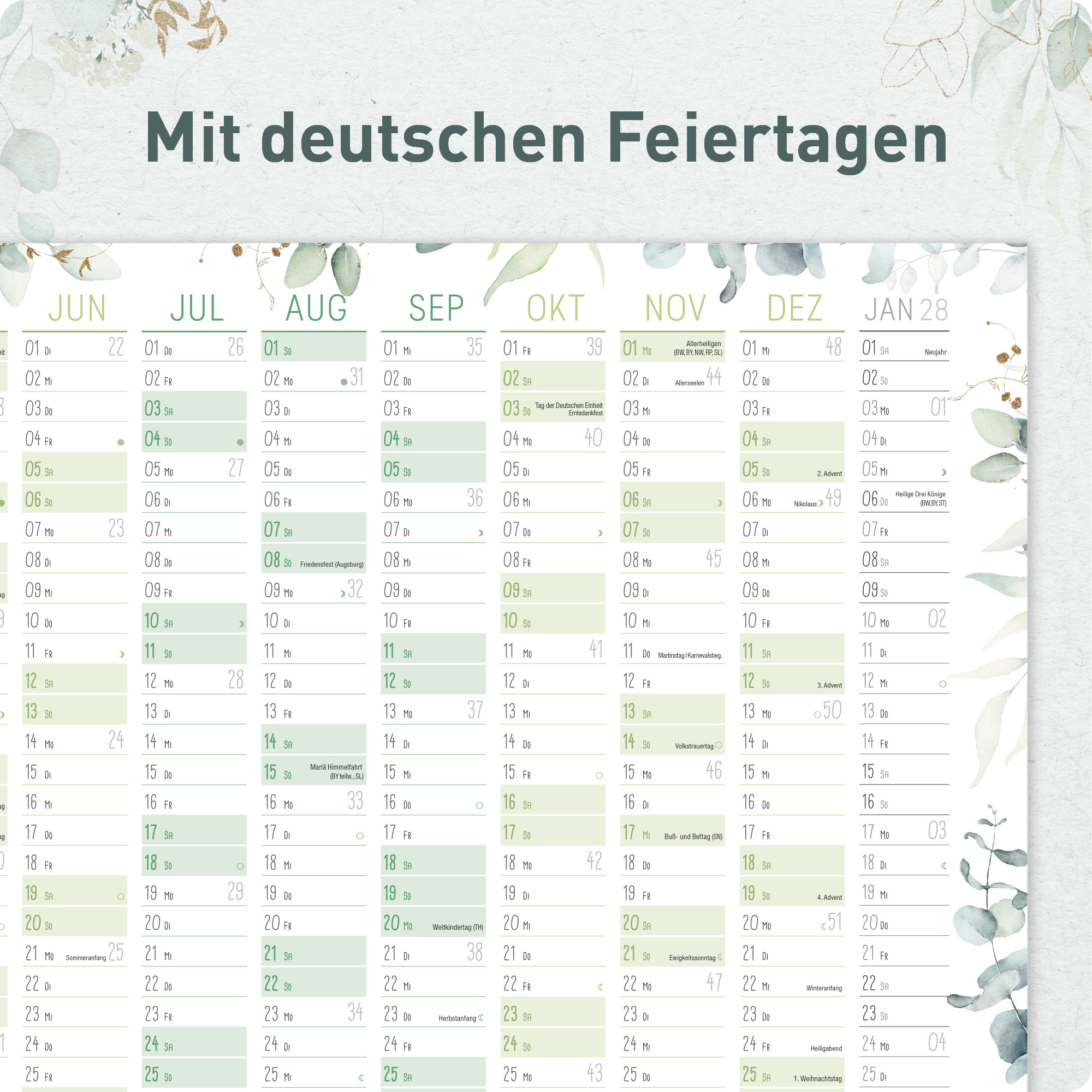 Artikelbild 4 des Artikels “Wandkalender 2027 A2 gefalzt quer [Blattgold] “