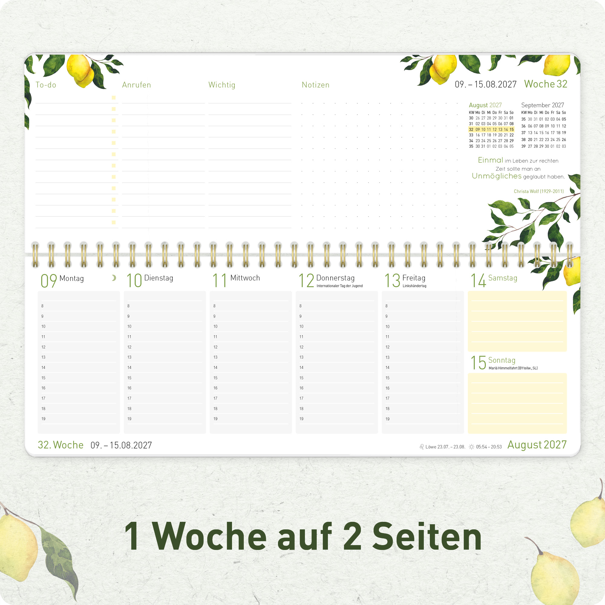 Artikelbild 4 des Artikels “Wochen-Tischkalender 2027 mit Aufsteller [Lemon Times] “
