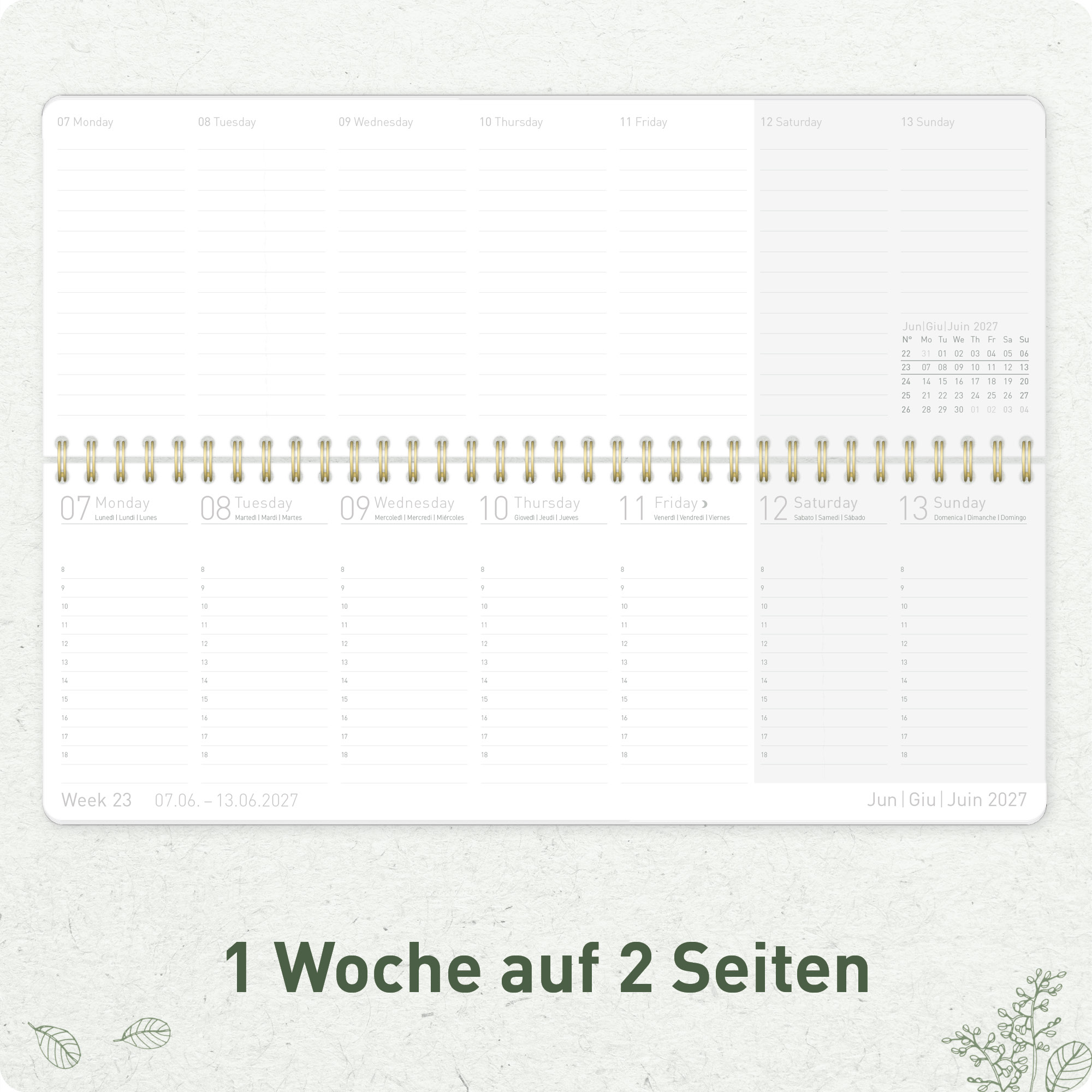 Artikelbild 4 des Artikels “Internationaler Wochen-Tischkalender quer 2027 [Green Poppy] “
