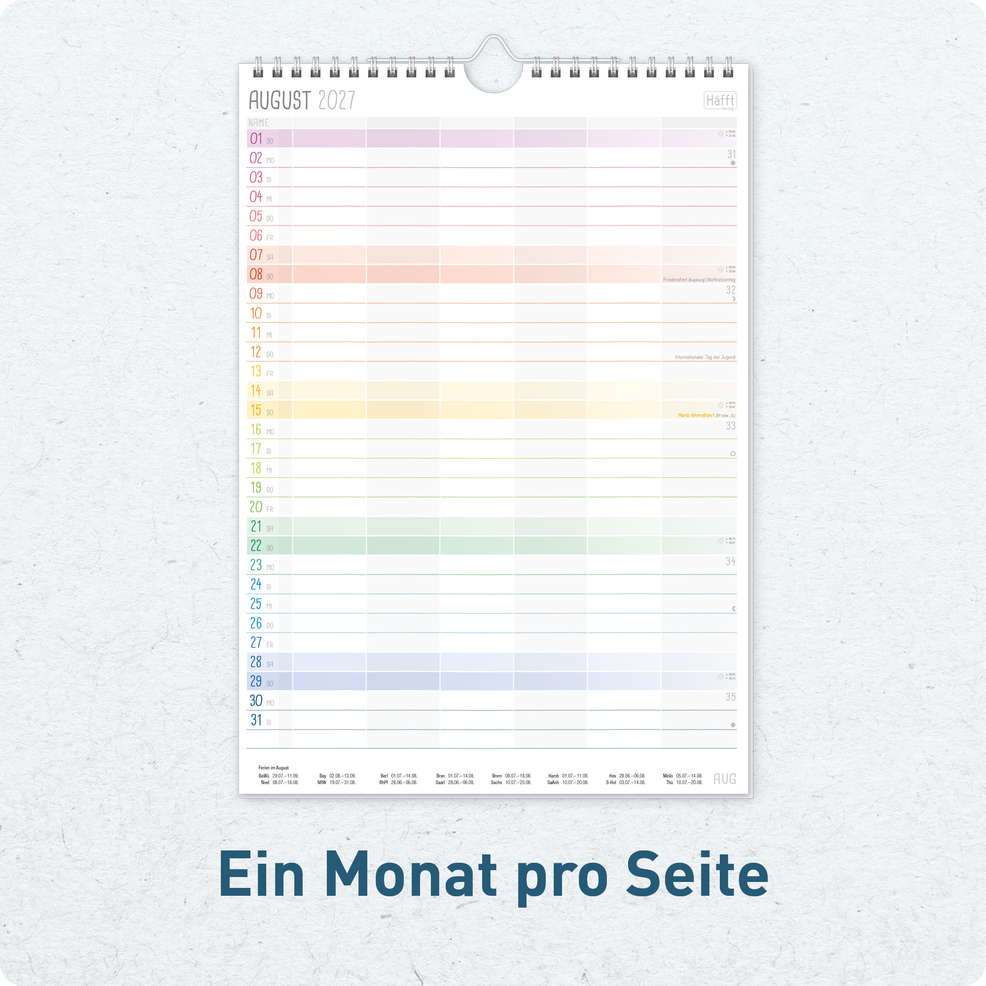 Artikelbild 4 des Artikels “Familienplaner kompakt 2027 Wandkalender mit 6 Spalten [Rainbow] “