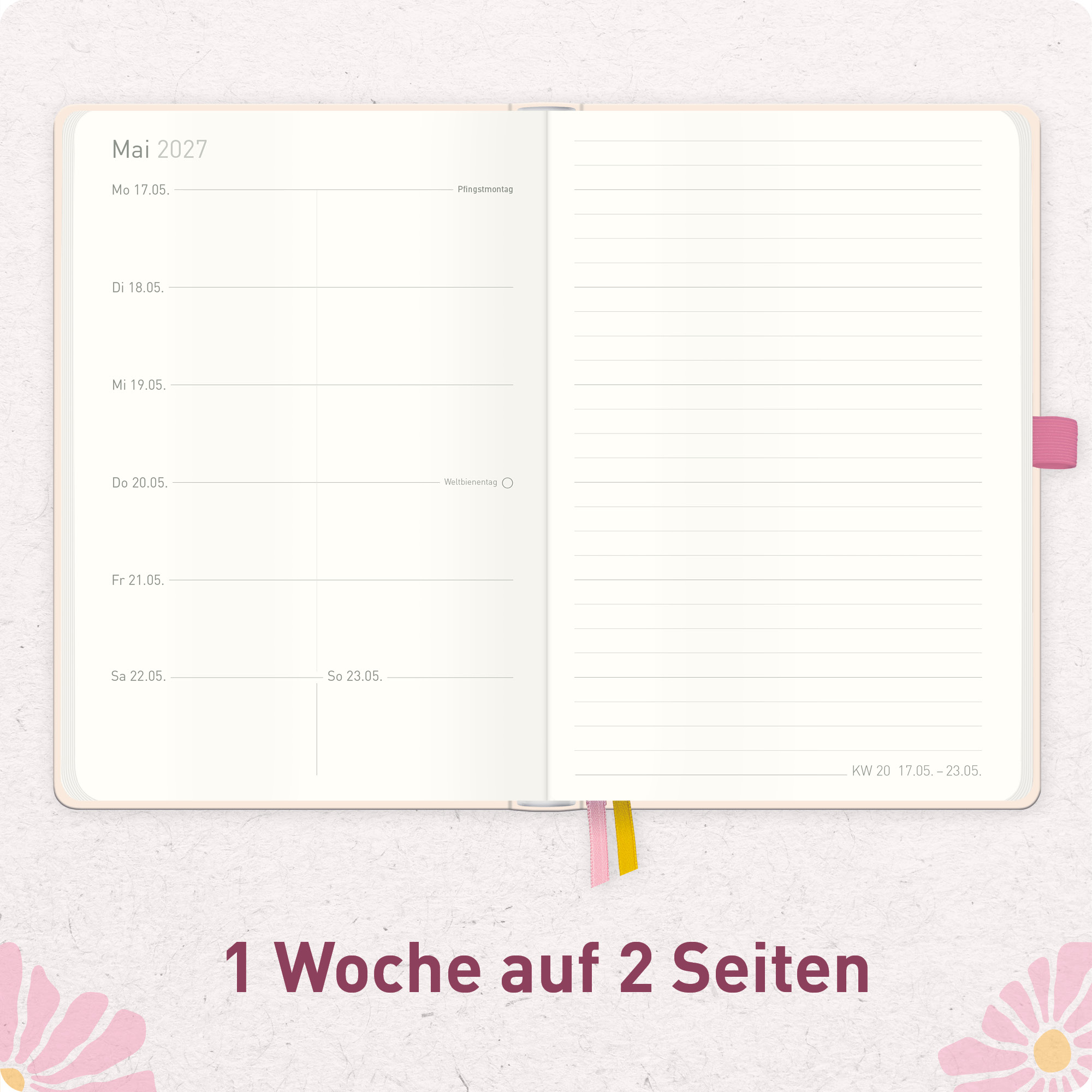 Artikelbild 4 des Artikels “Wochen-Notiz-Kalender A6 2027 [Pink Flowers] “