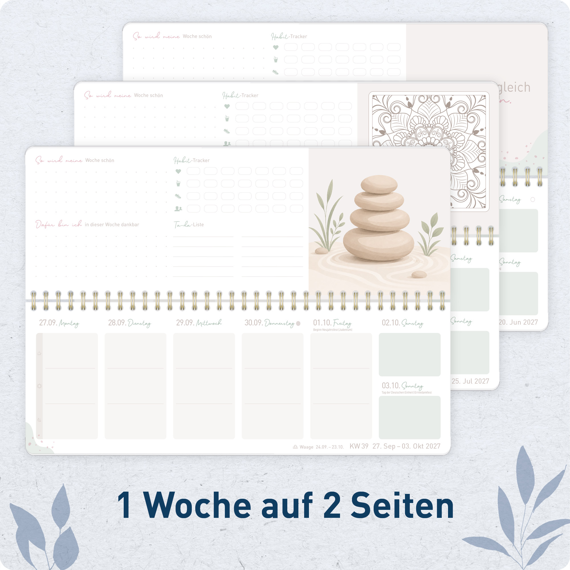 Artikelbild 4 des Artikels “Wochen-Tischkalender 2027 quer Achtsamkeitskalender [Dream Leaves] “
