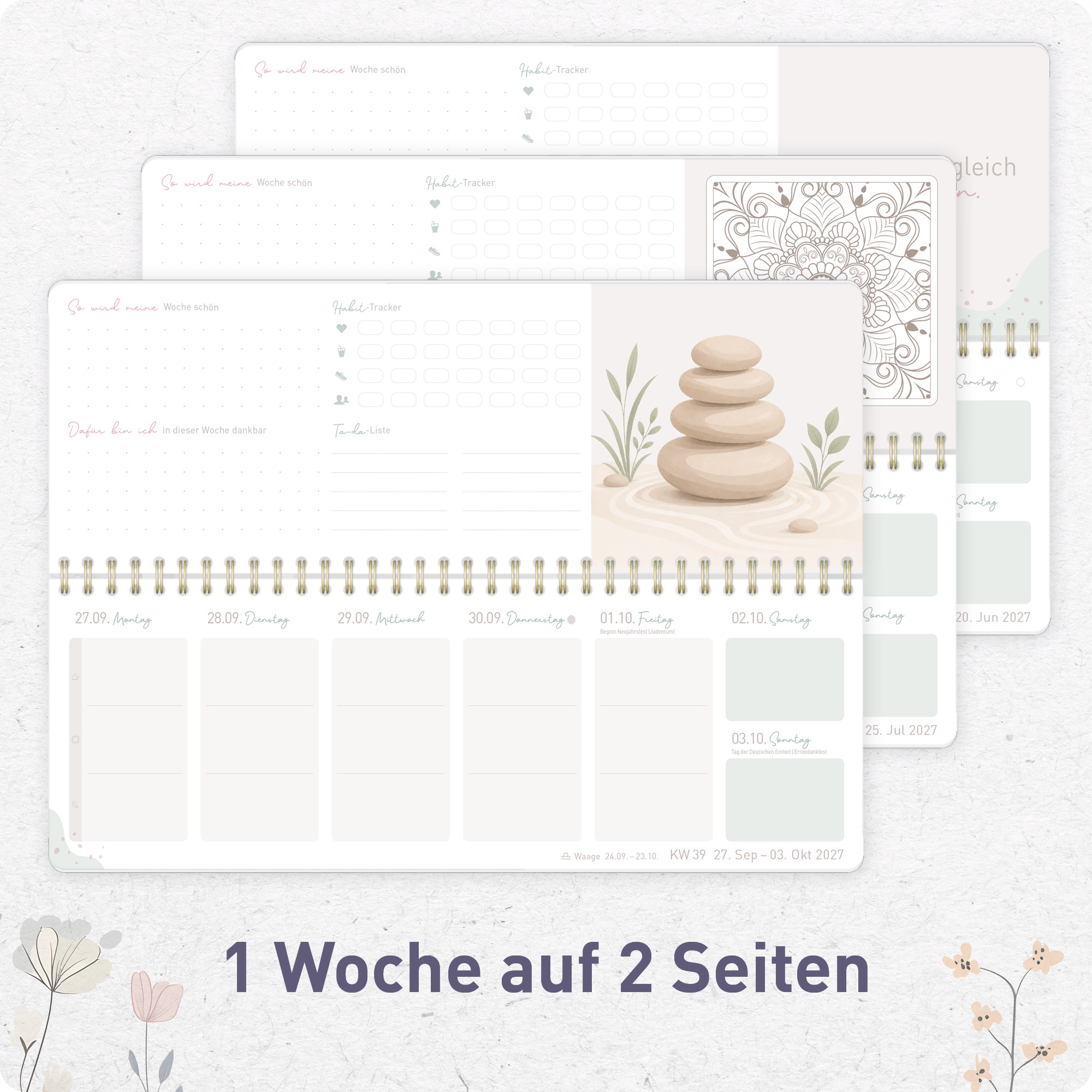 Artikelbild 4 des Artikels “Wochen-Tischkalender 2027 quer Achtsamkeitskalender [Flower Joy] “