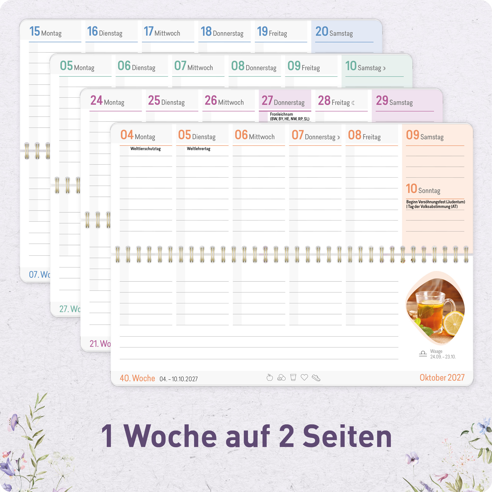 Artikelbild 4 des Artikels “Wochen-Tischkalender 2027 Großdruckkalender quer [Blütentraum] “