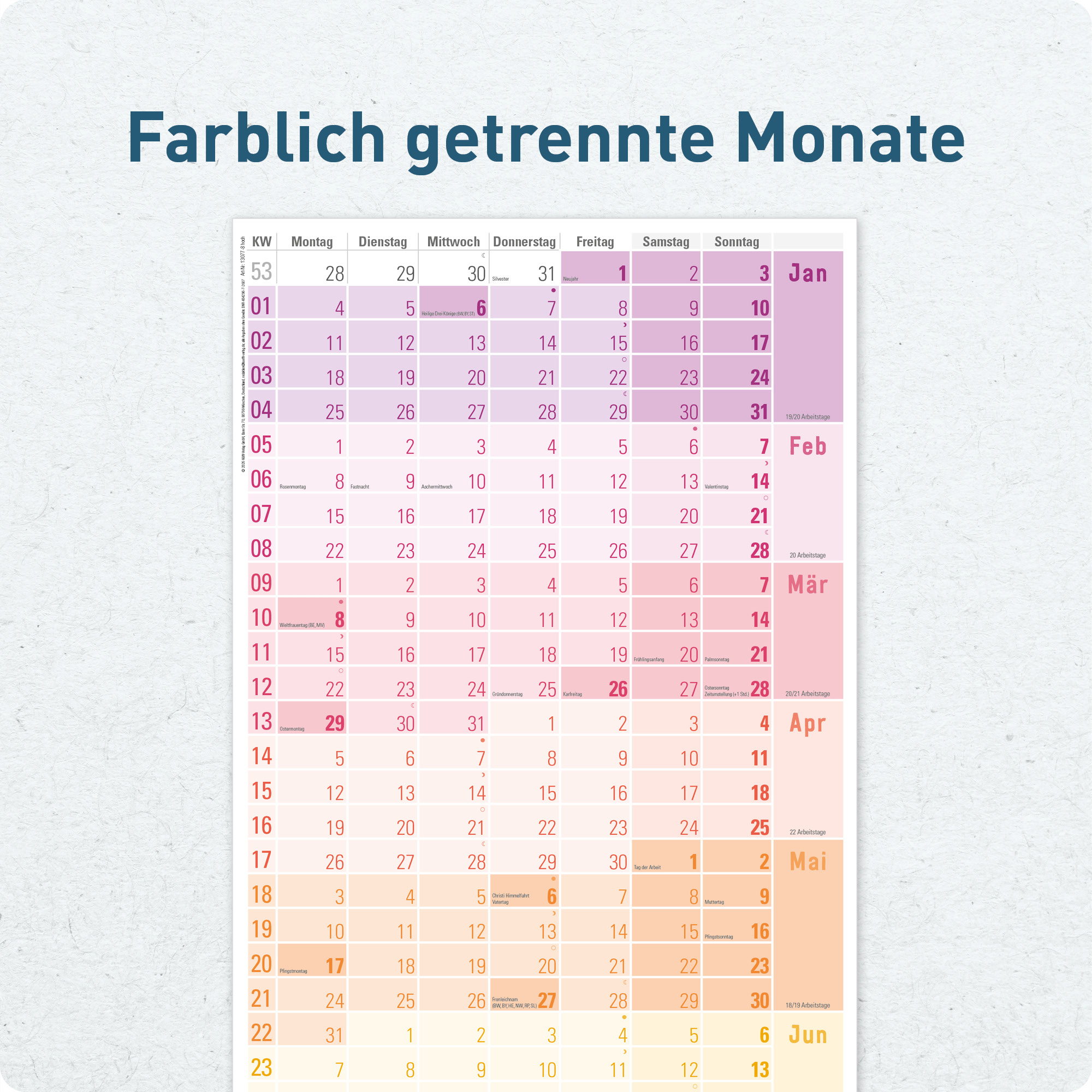 Artikelbild 4 des Artikels “Wandkalender 2027 Hochformat - Jahreskalender schmal lang [Rainbow] “