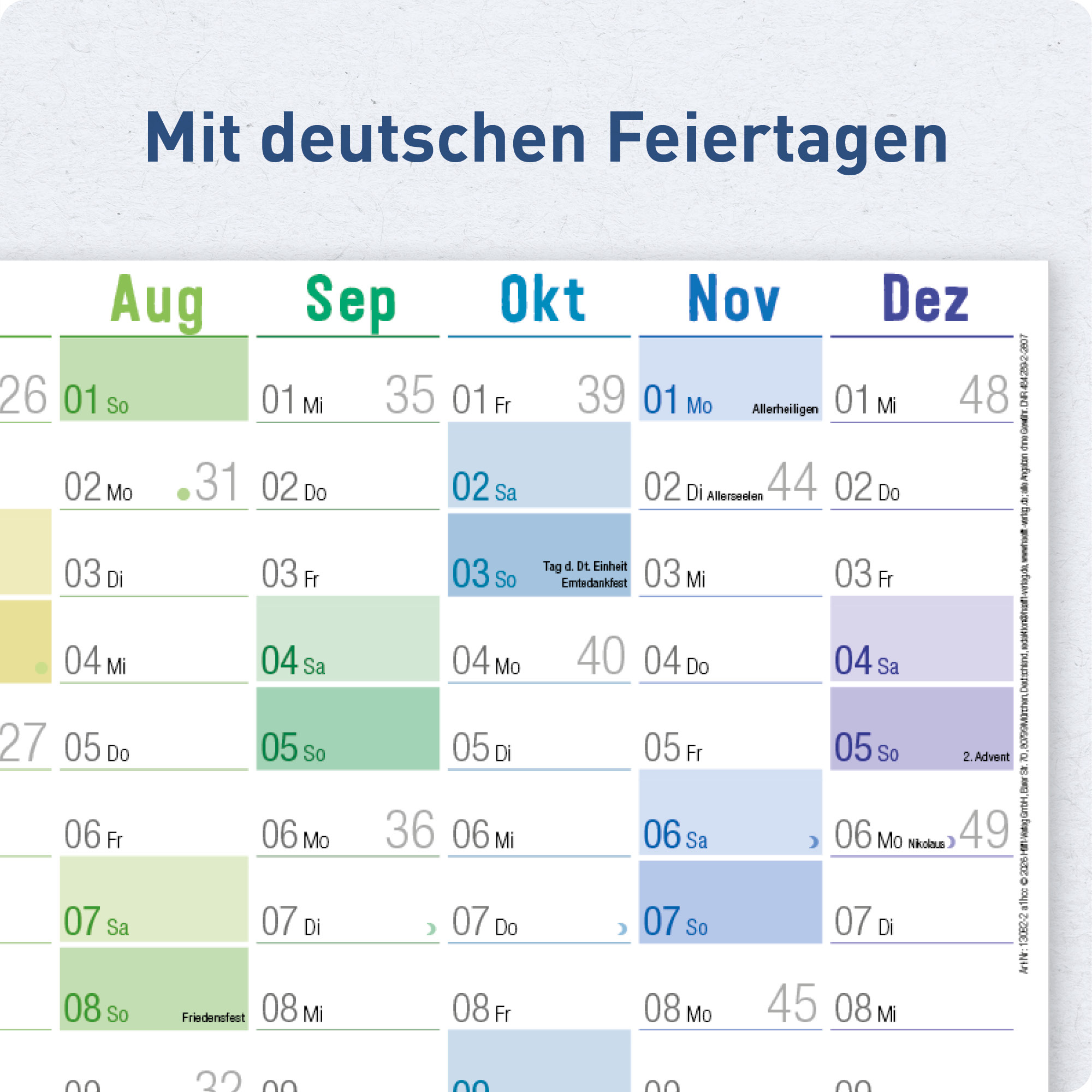 Artikelbild 4 des Artikels “Wandkalender 2027 A1+ gerollt abwischbar [Rainbow] “
