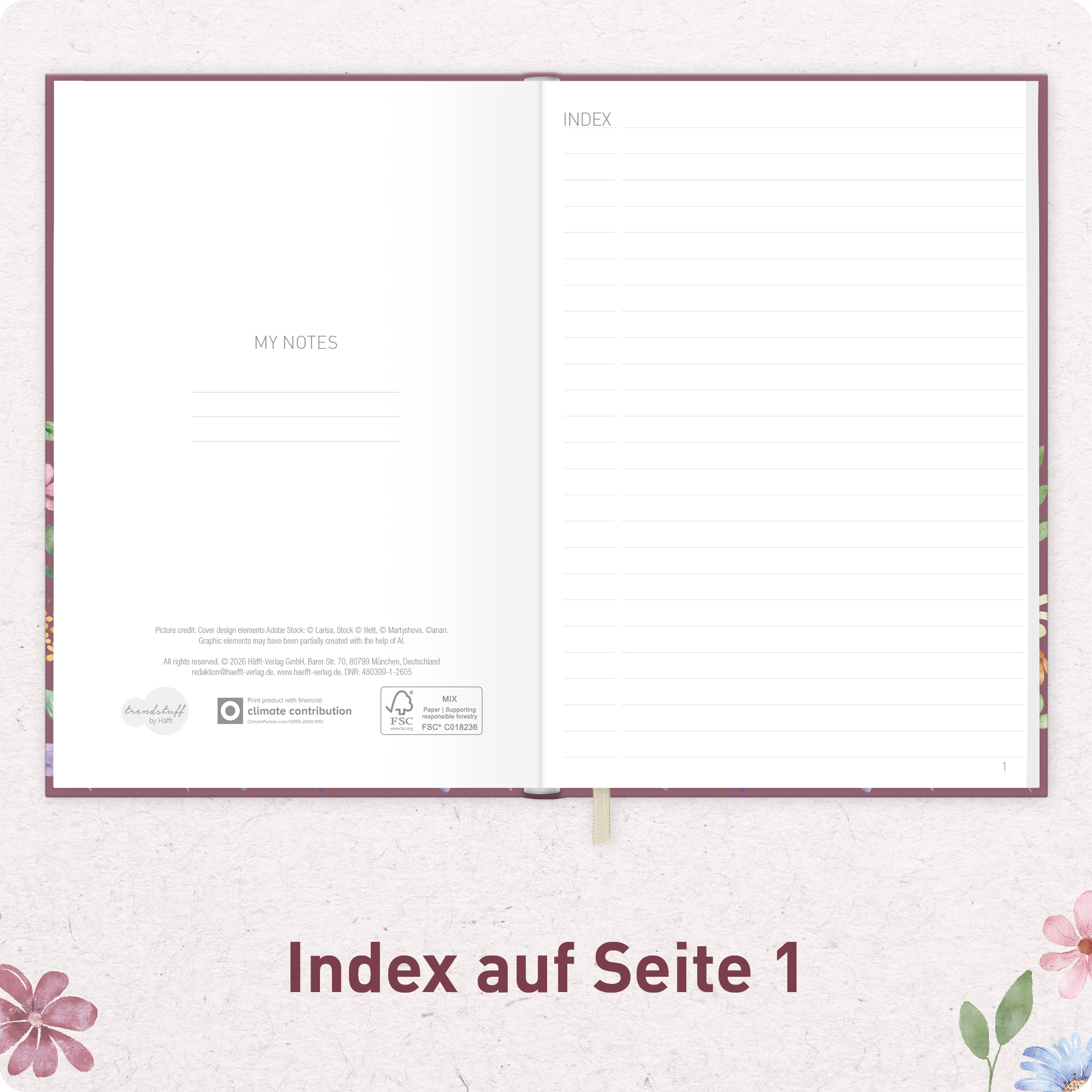 Artikelbild 4 des Artikels “paper&you Notizbuch A5 liniert [Berry Blossoms] “