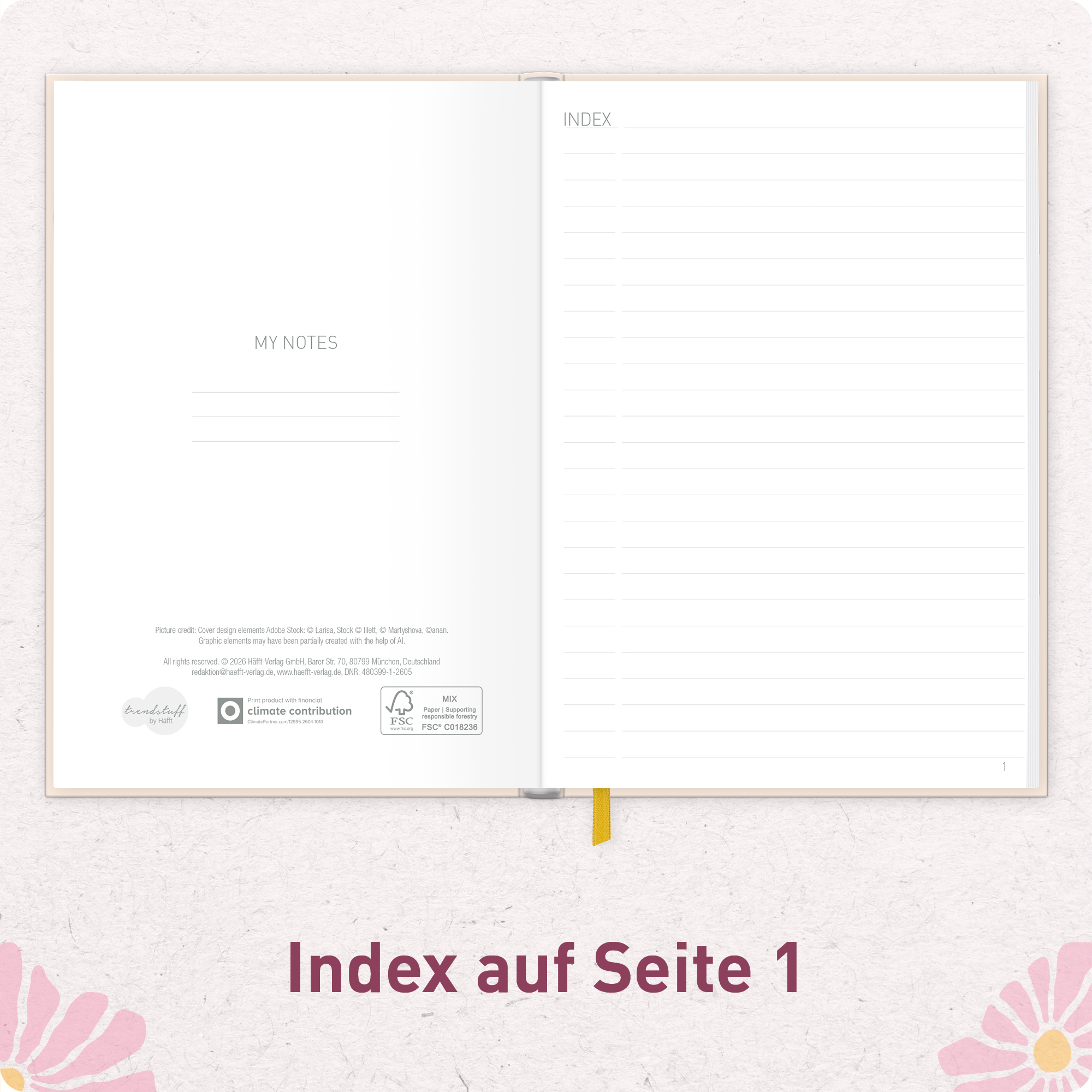 Artikelbild 4 des Artikels “paper&you Notizbuch A5 liniert [Pink Flowers] “