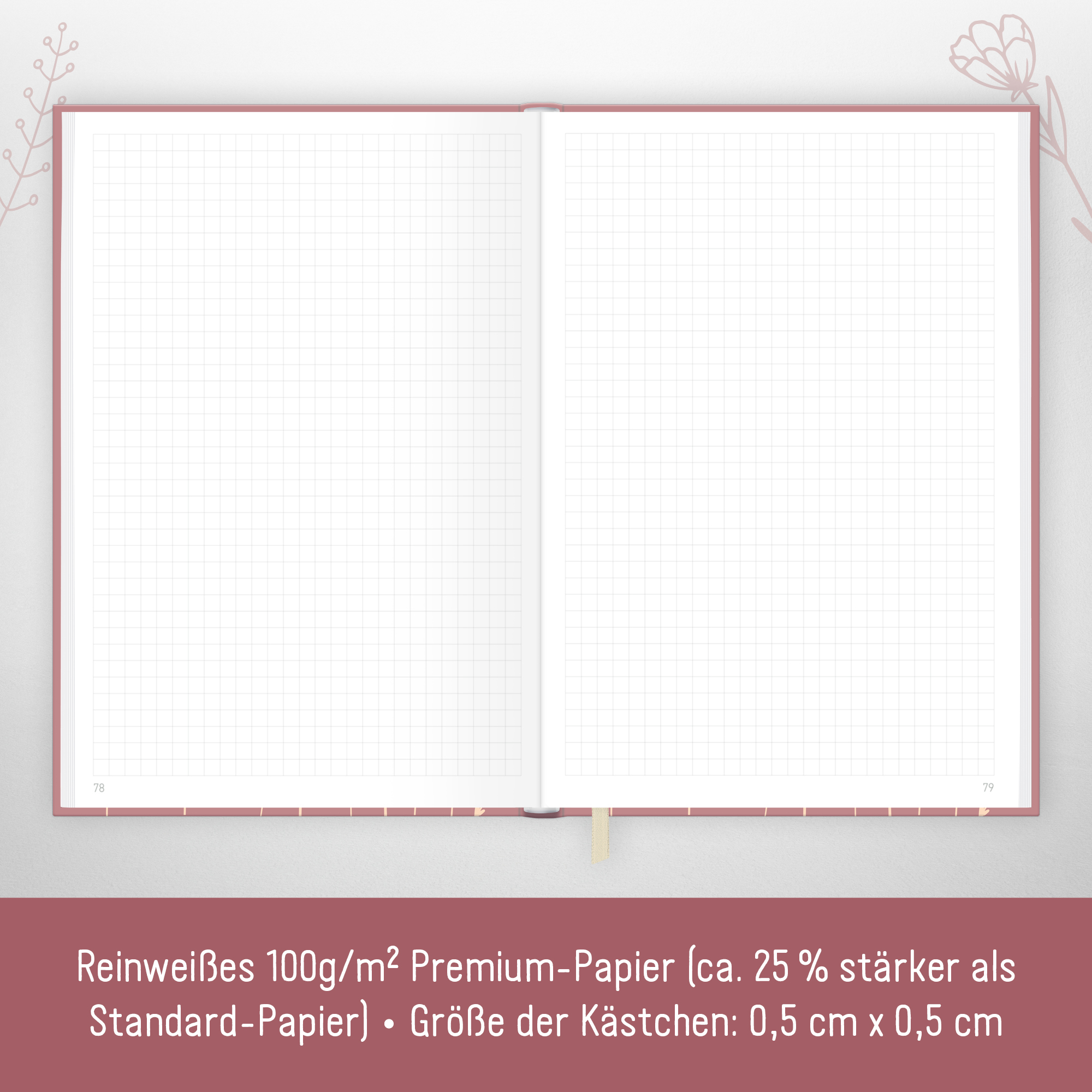 Artikelbild 4 des Artikels “Notizbuch Classic kariert A5+  [Fine Flowers rosé] “