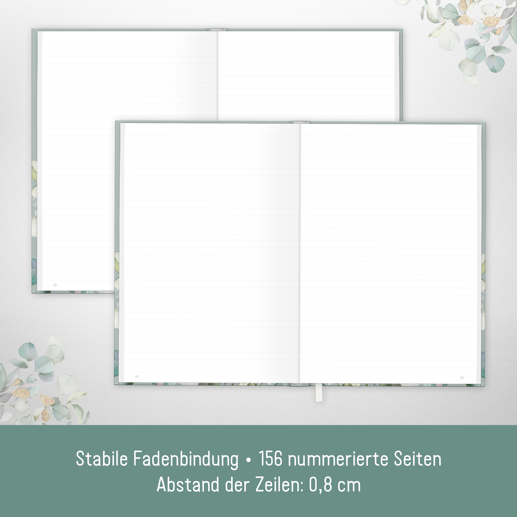 Artikelbild 4 des Artikels “paper&you Notizbuch A4+ liniert [Minty Leaves] “