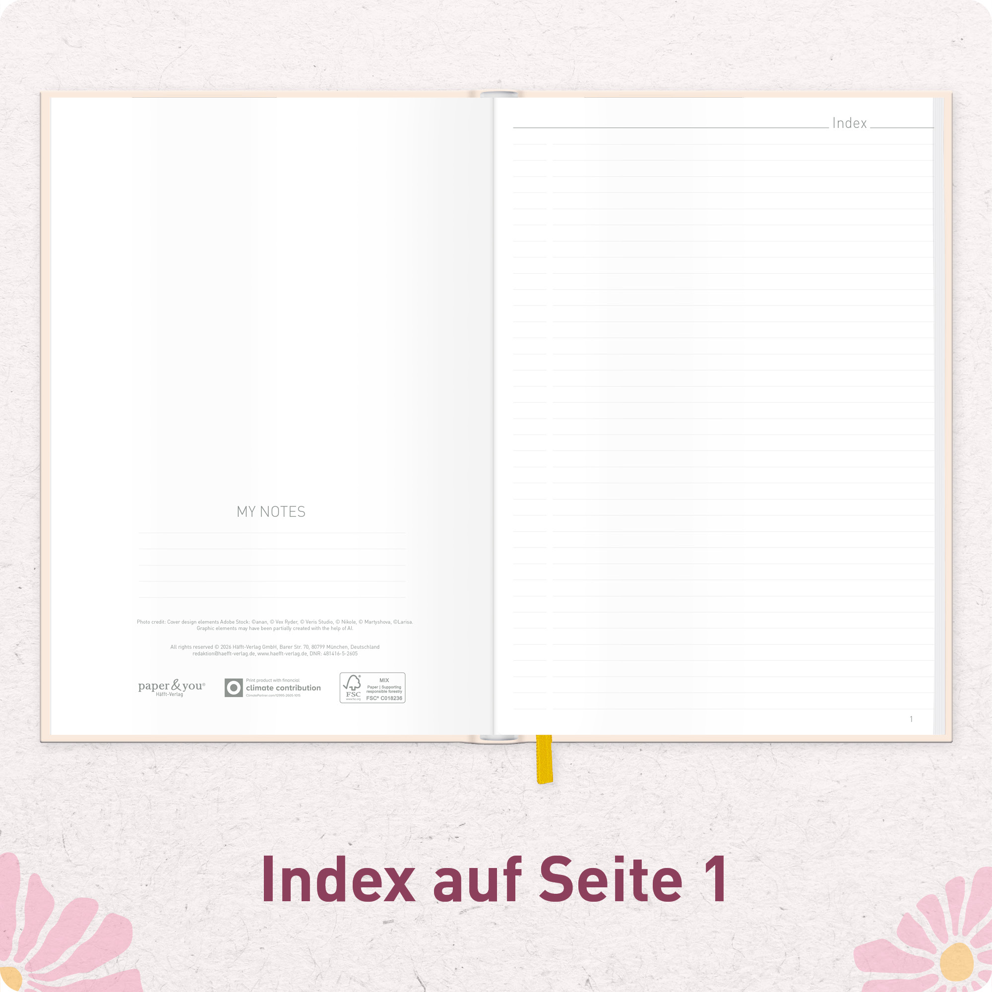 Artikelbild 4 des Artikels “paper&you Notizbuch A4+ liniert [Pink Flowers] “