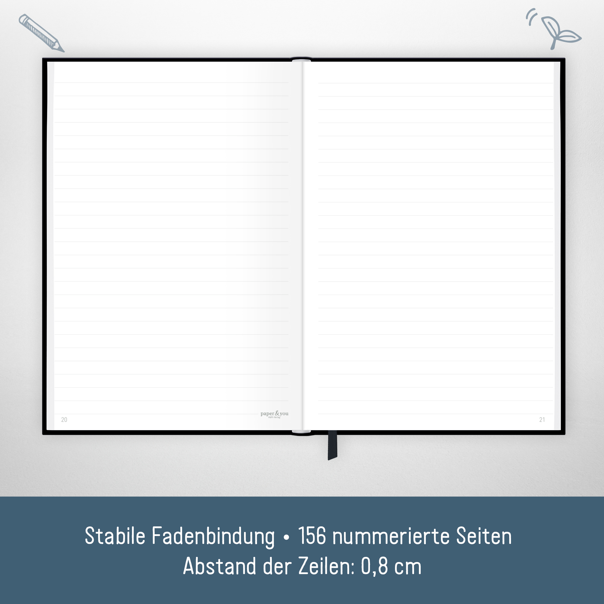Artikelbild 4 des Artikels “paper&you Notizbuch Classic A5+ liniert [Black Edition] “