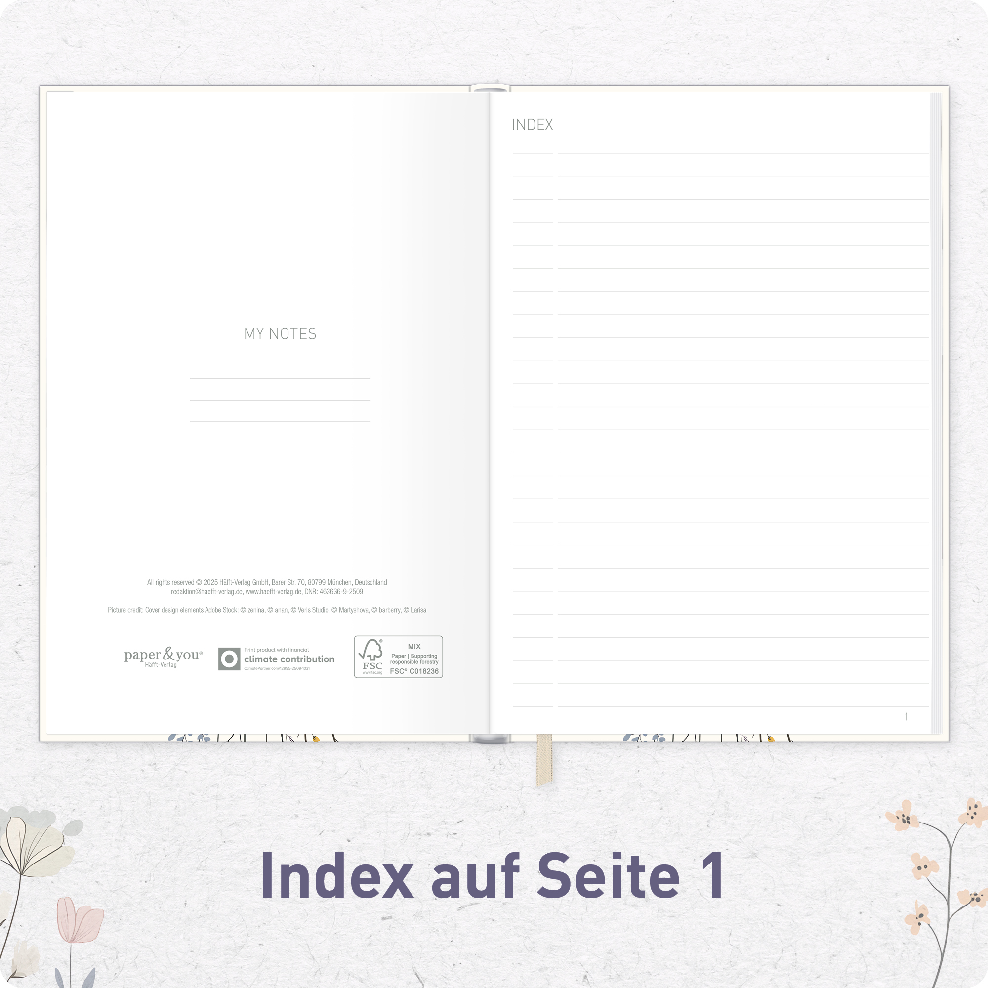 Artikelbild 4 des Artikels “paper&you Notizbuch Classic A5+ liniert [Flower Joy] “