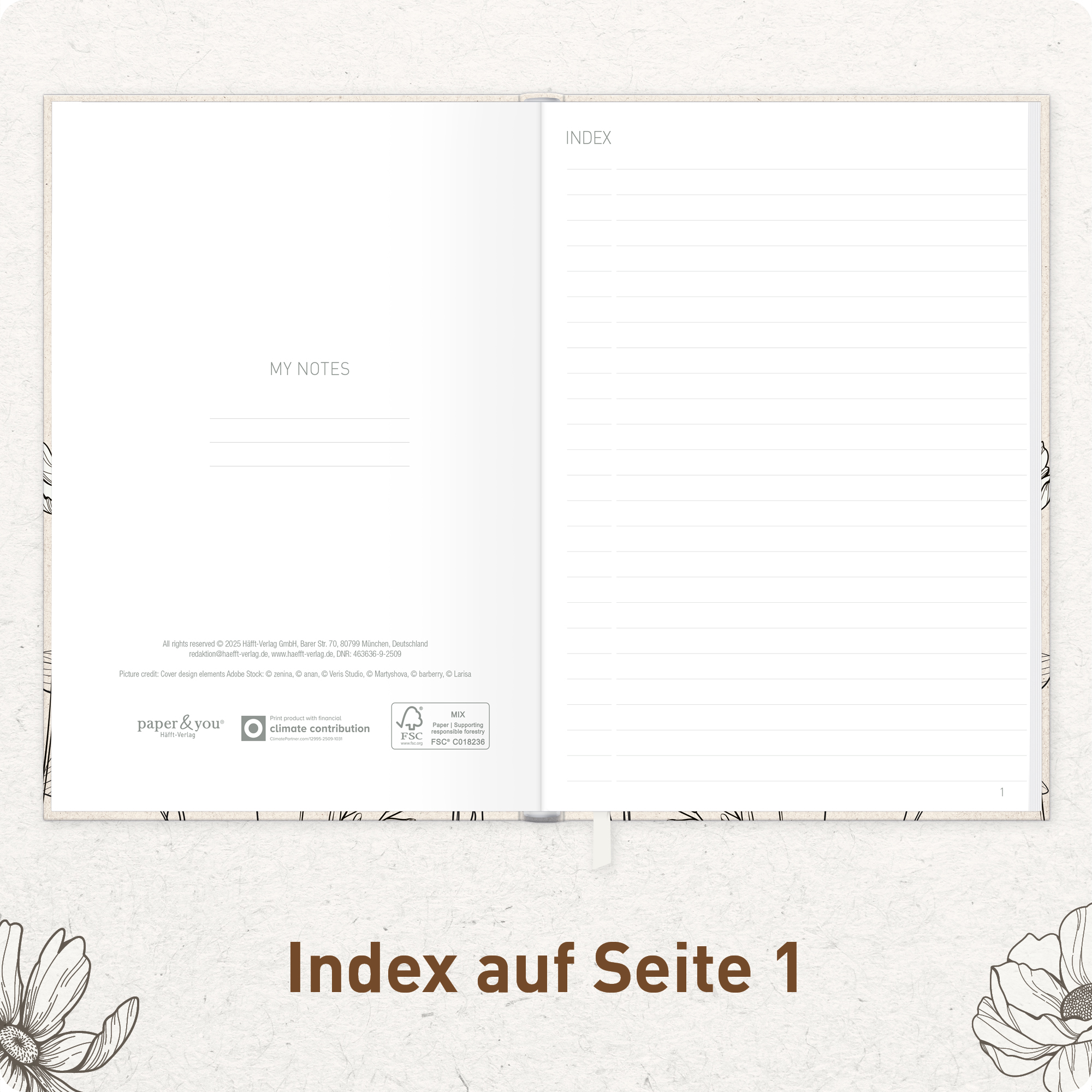 Artikelbild 4 des Artikels “paper&you Notizbuch Classic A5+ liniert [Ink Flower] “