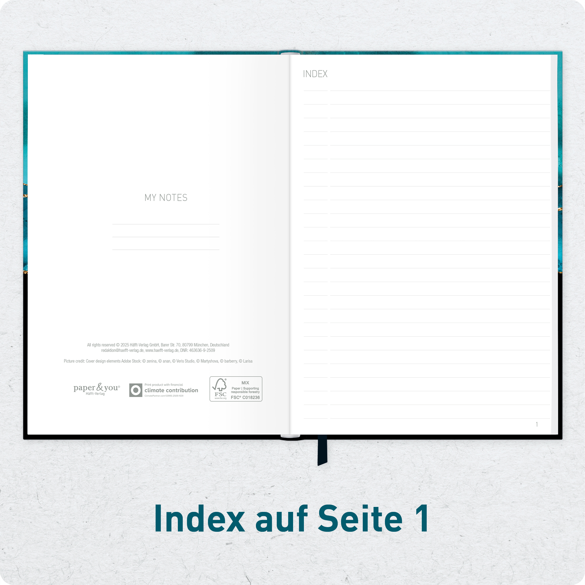 Artikelbild 4 des Artikels “paper&you Notizbuch Classic A5+ liniert [Shiny Teal] “