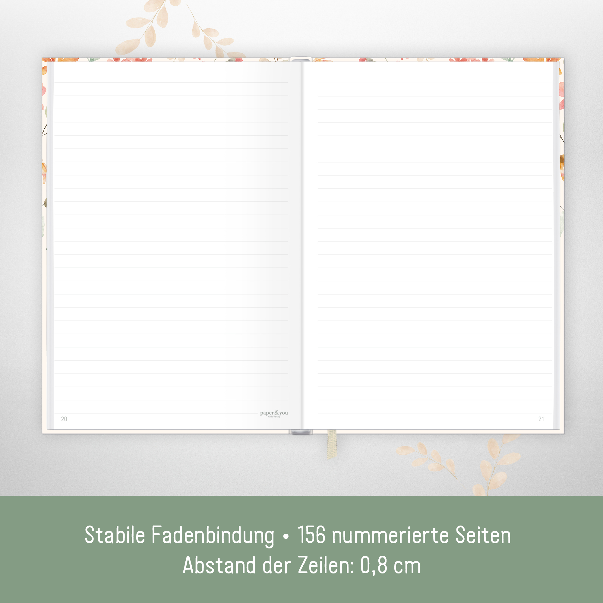 Artikelbild 4 des Artikels “paper&you Notizbuch Classic A5+ liniert [Wild Blossoms] “