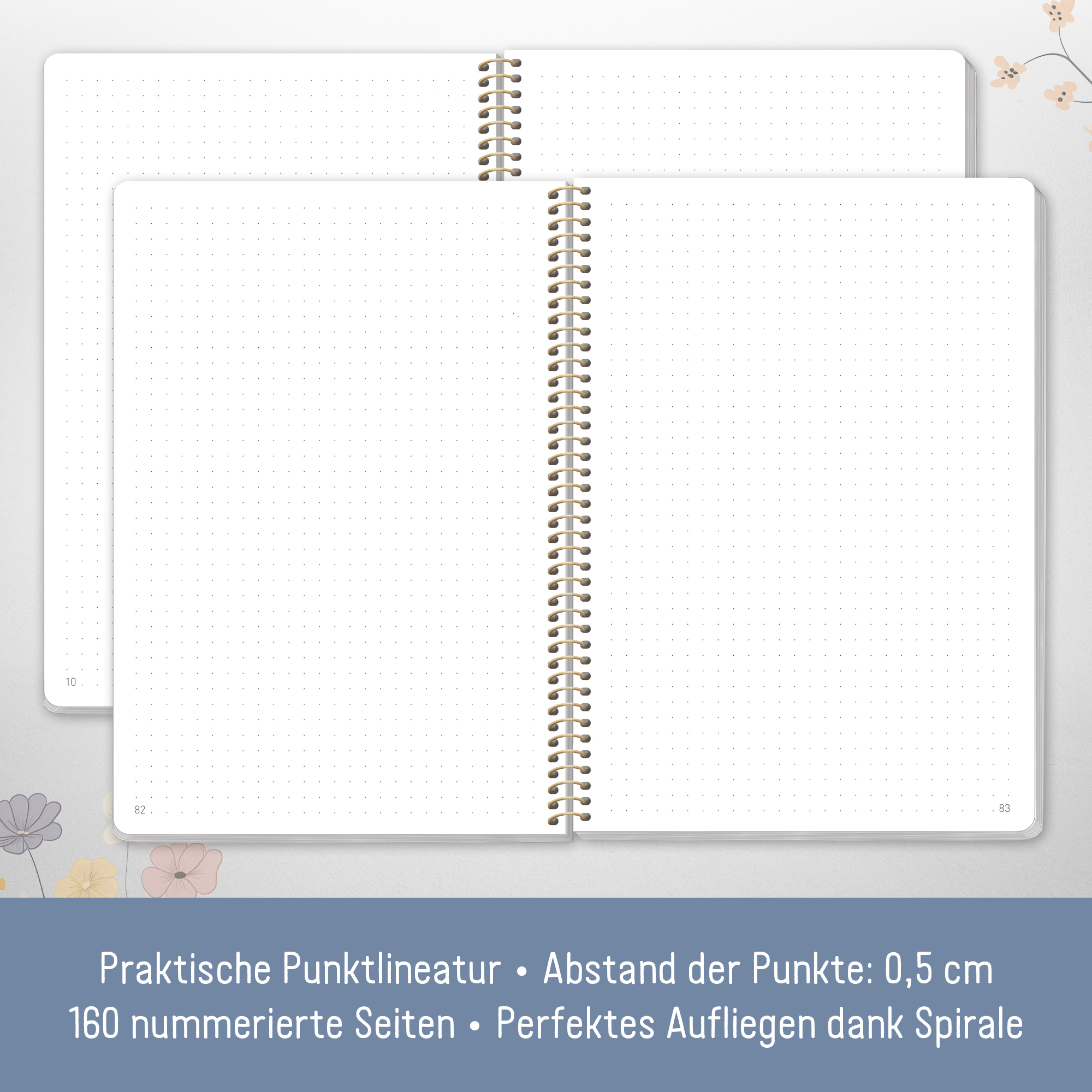 Artikelbild 4 des Artikels “Bullet Journal dotted A5 mit Spiralbindung [Flower Joy] “