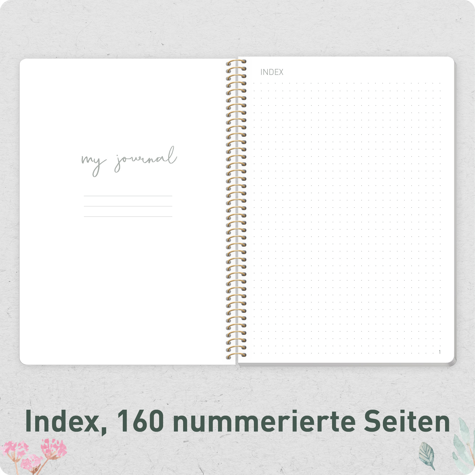 Artikelbild 4 des Artikels “Bullet Journal dotted A5 mit Spiralbindung [Flying Flowers] “