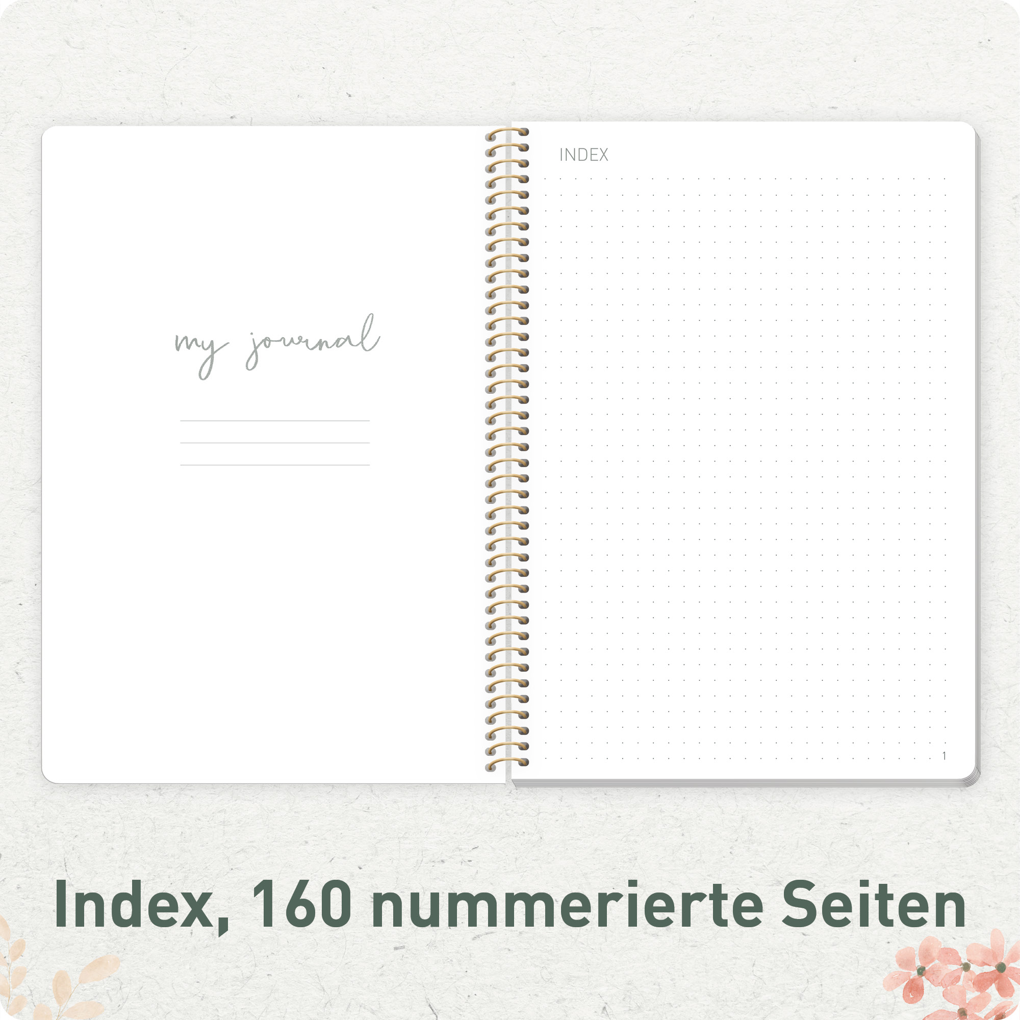 Artikelbild 4 des Artikels “Bullet Journal dotted A5 mit Spiralbindung [Wild Blossoms] “