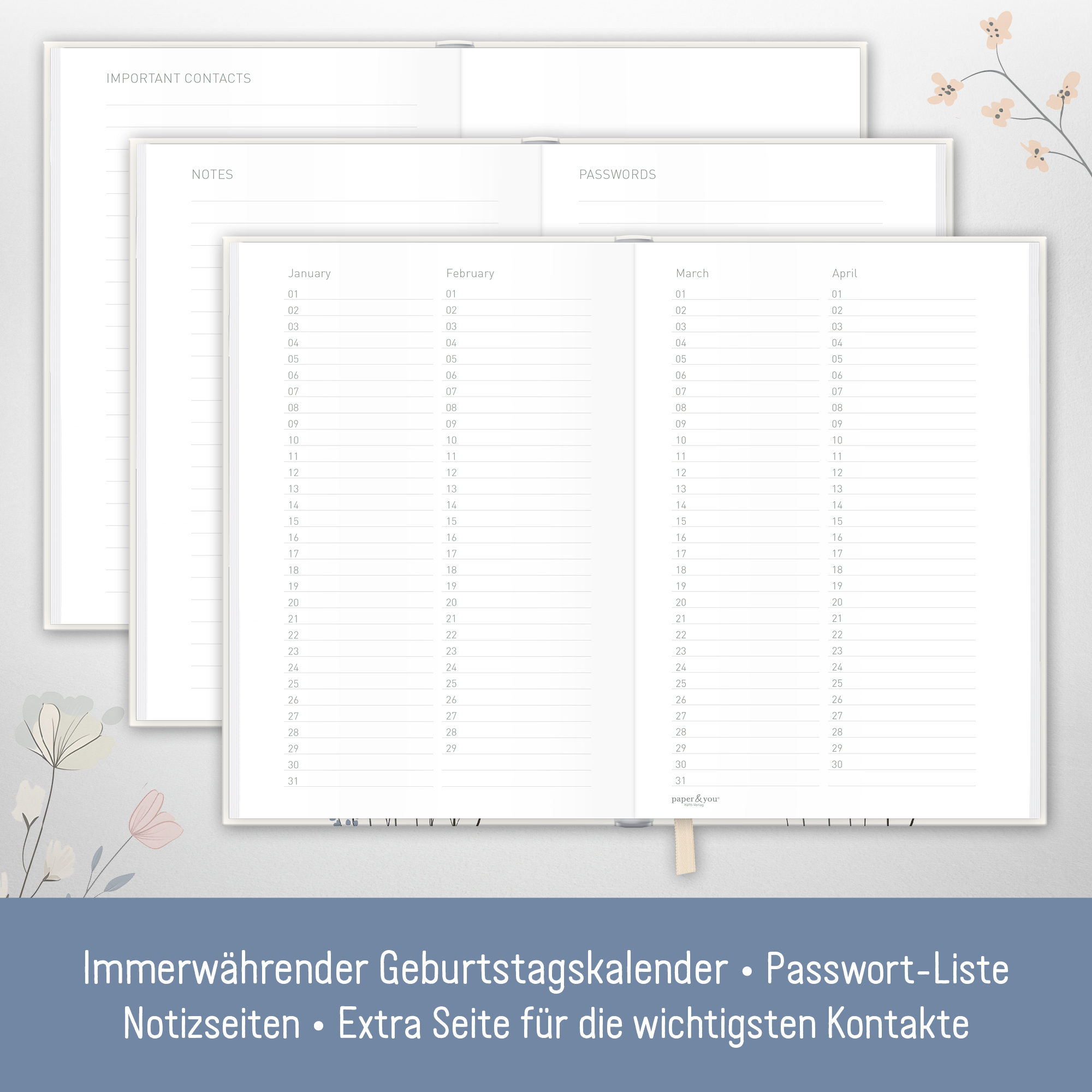 Artikelbild 4 des Artikels “paper&you Adressbuch A6 [Flower Joy] “