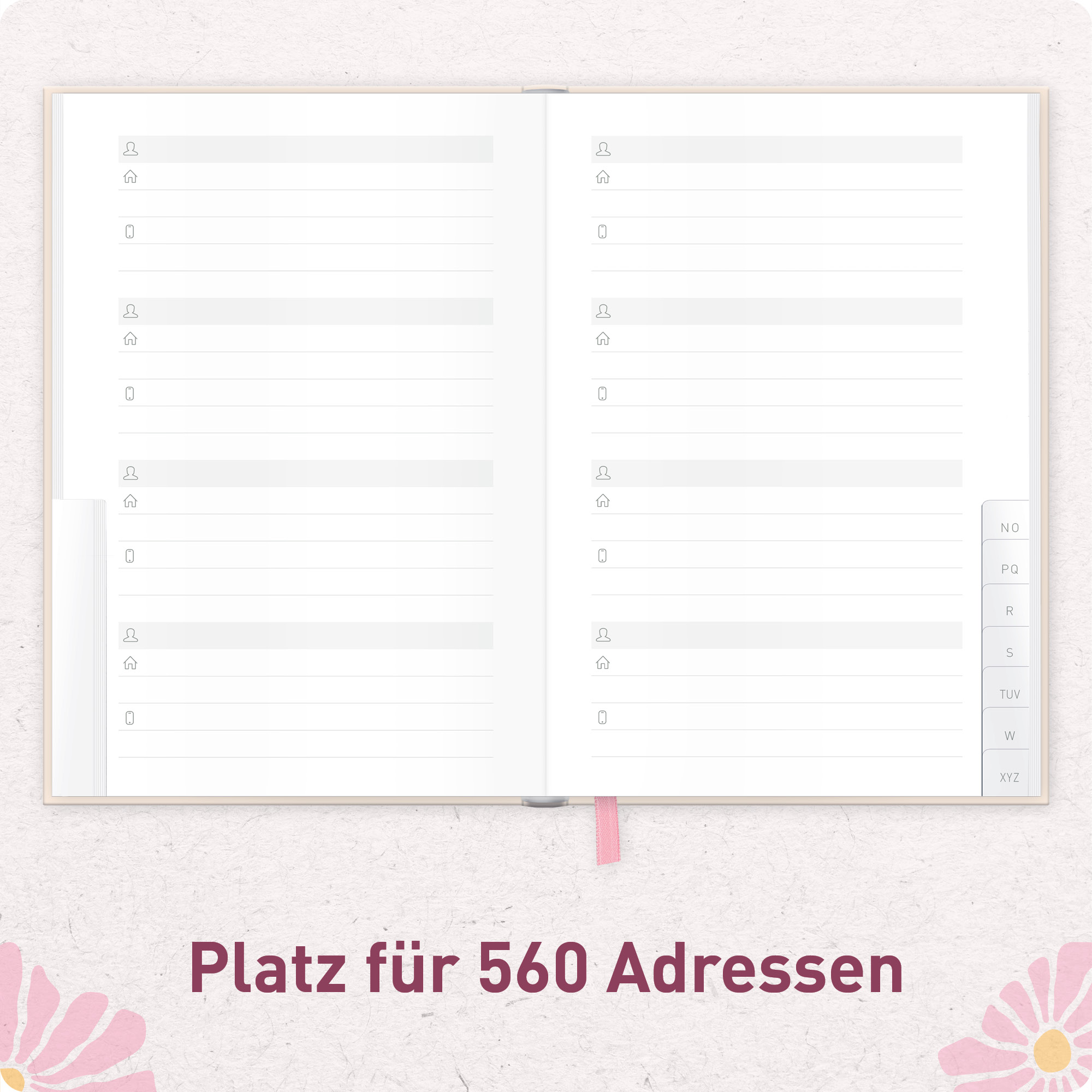 Artikelbild 4 des Artikels “paper&you Adressbuch A6 [Pink Flowers] “