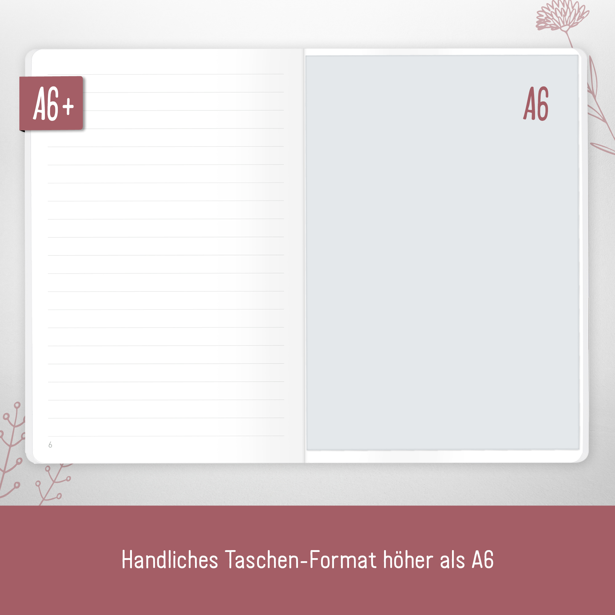 Artikelbild 4 des Artikels “Notizheft A6+ liniert [Fine Flowers rosé] “