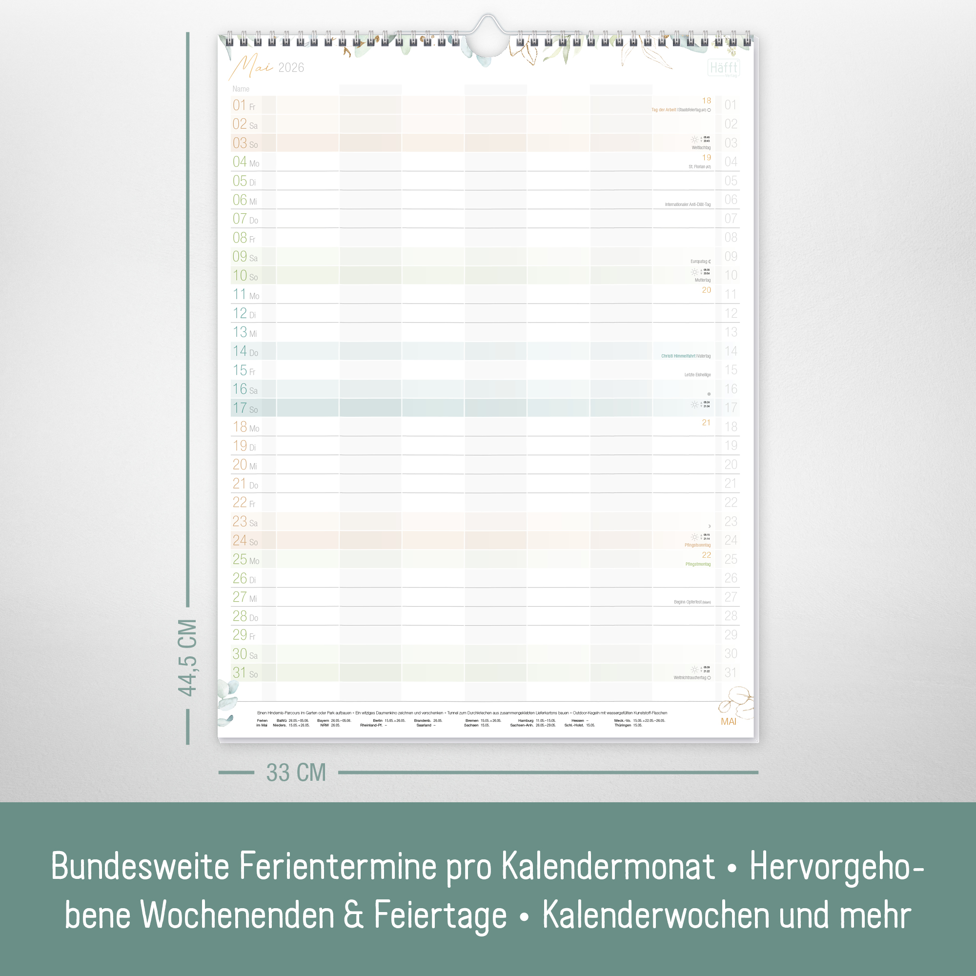 Artikelbild 4 des Artikels “Familienplaner XXL 2026 Wandkalender [Blattgold] “