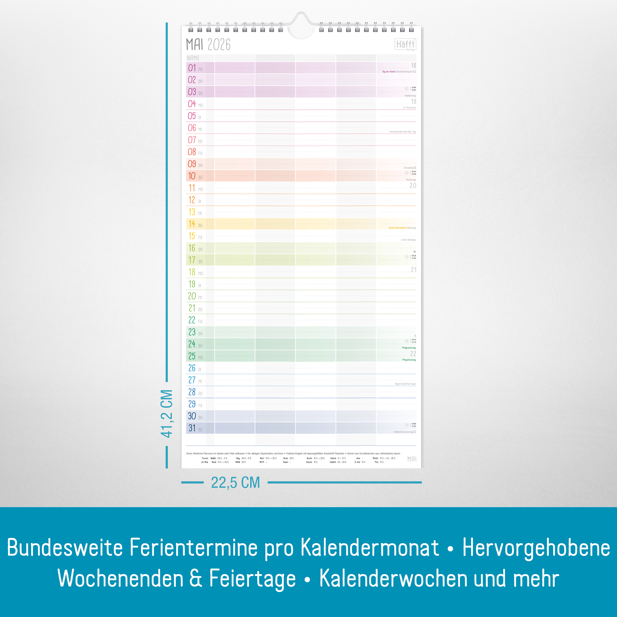 Artikelbild 4 des Artikels “Familienplaner 2026 Wandkalender 5-spaltig [Rainbow] “