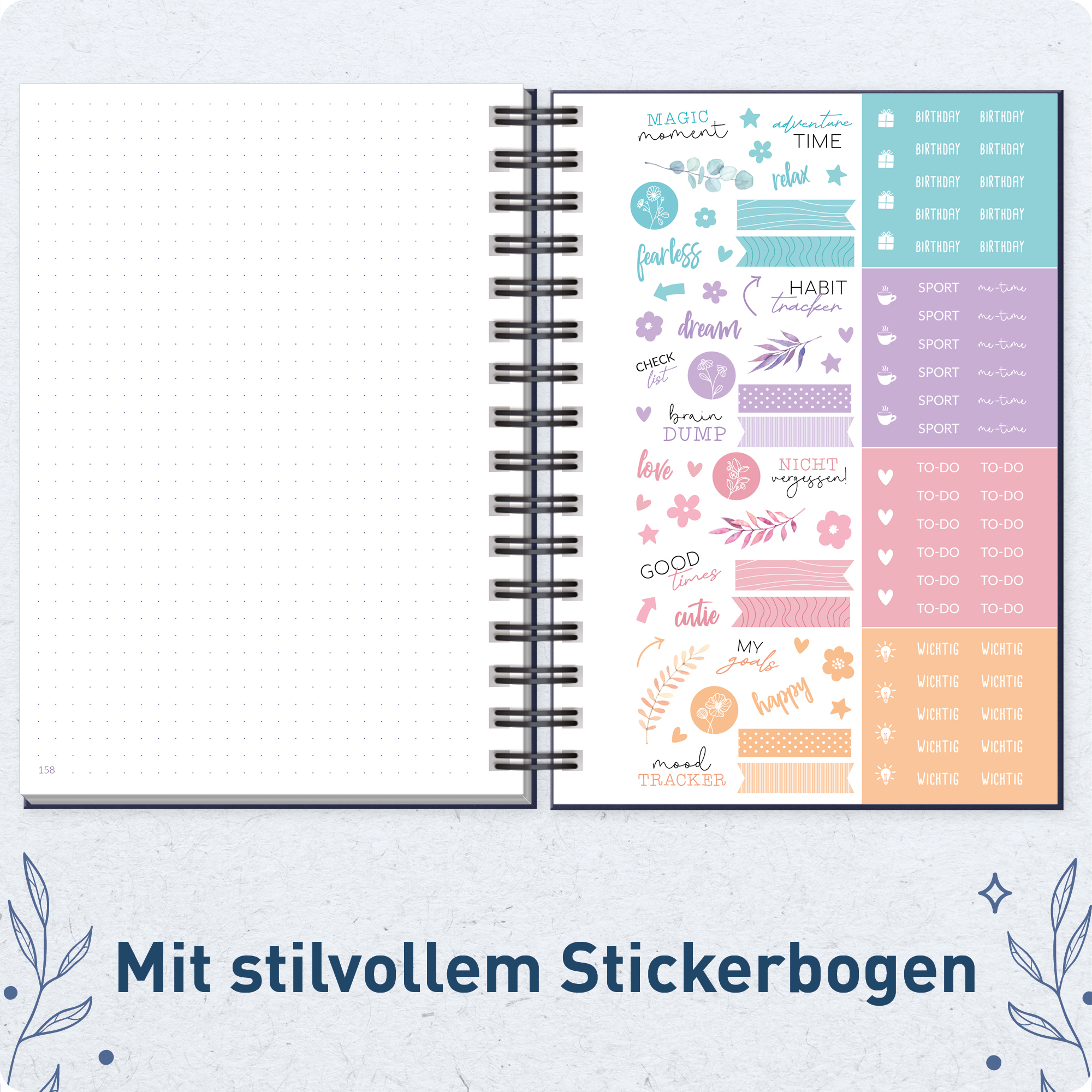 Artikelbild 5 des Artikels “Journal Fancy dotted A5 mit Spiralbindung [Night Flower] “