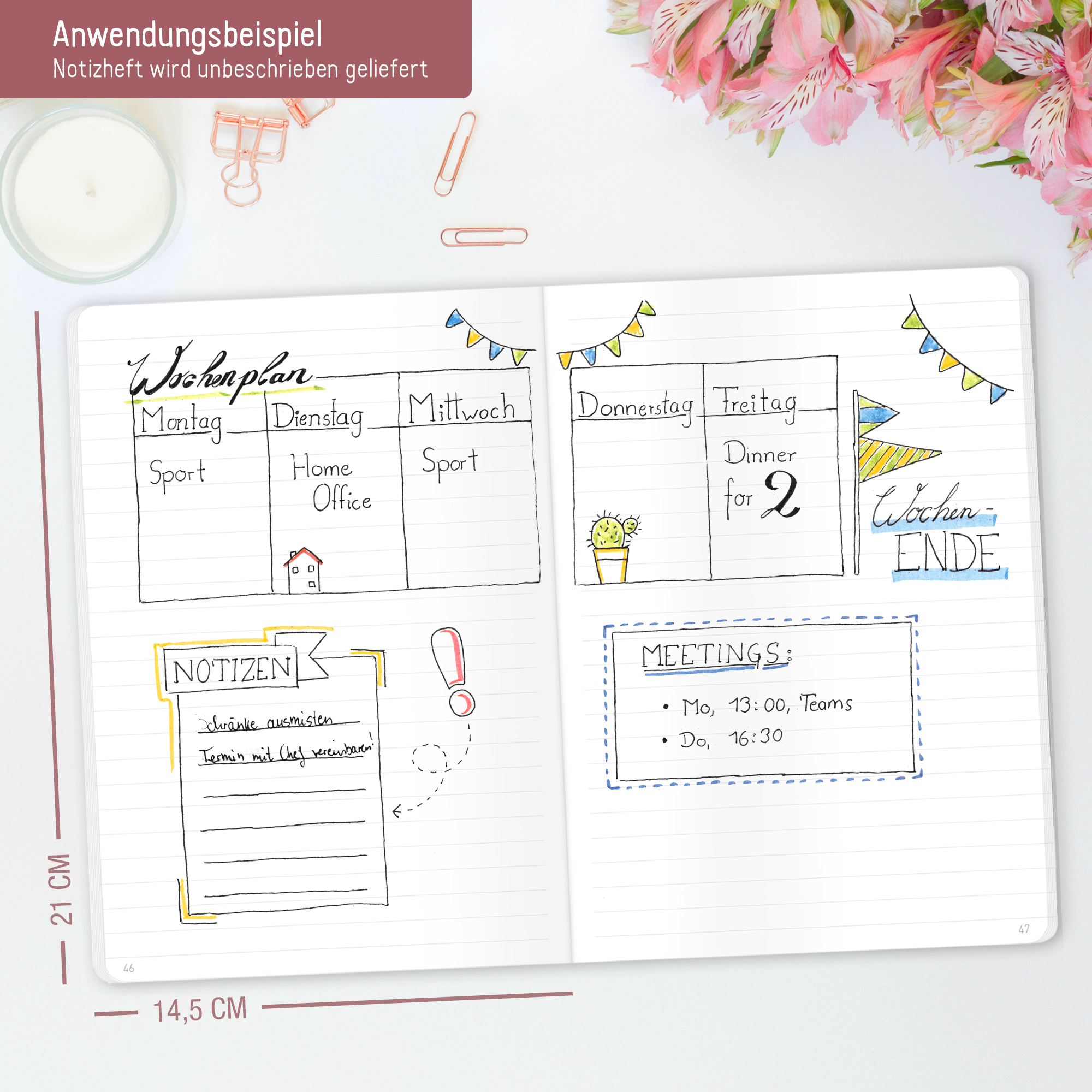 Artikelbild 5 des Artikels “paper&you Notizheft Classic liniert A5 [Fine Flowers rosé] “