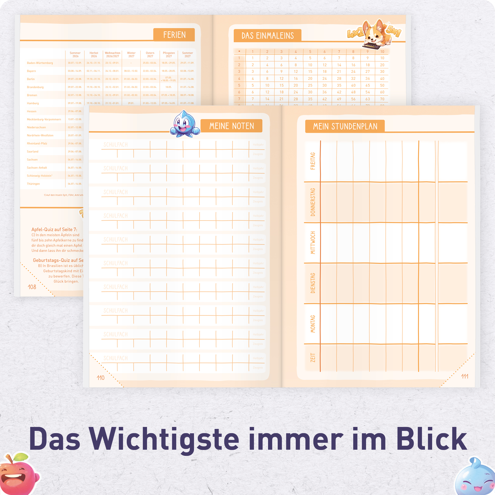 Artikelbild 5 des Artikels “Hausaufgabenheft Grundschule 2026/2027 A5 mit Datum [Cute Cat] “