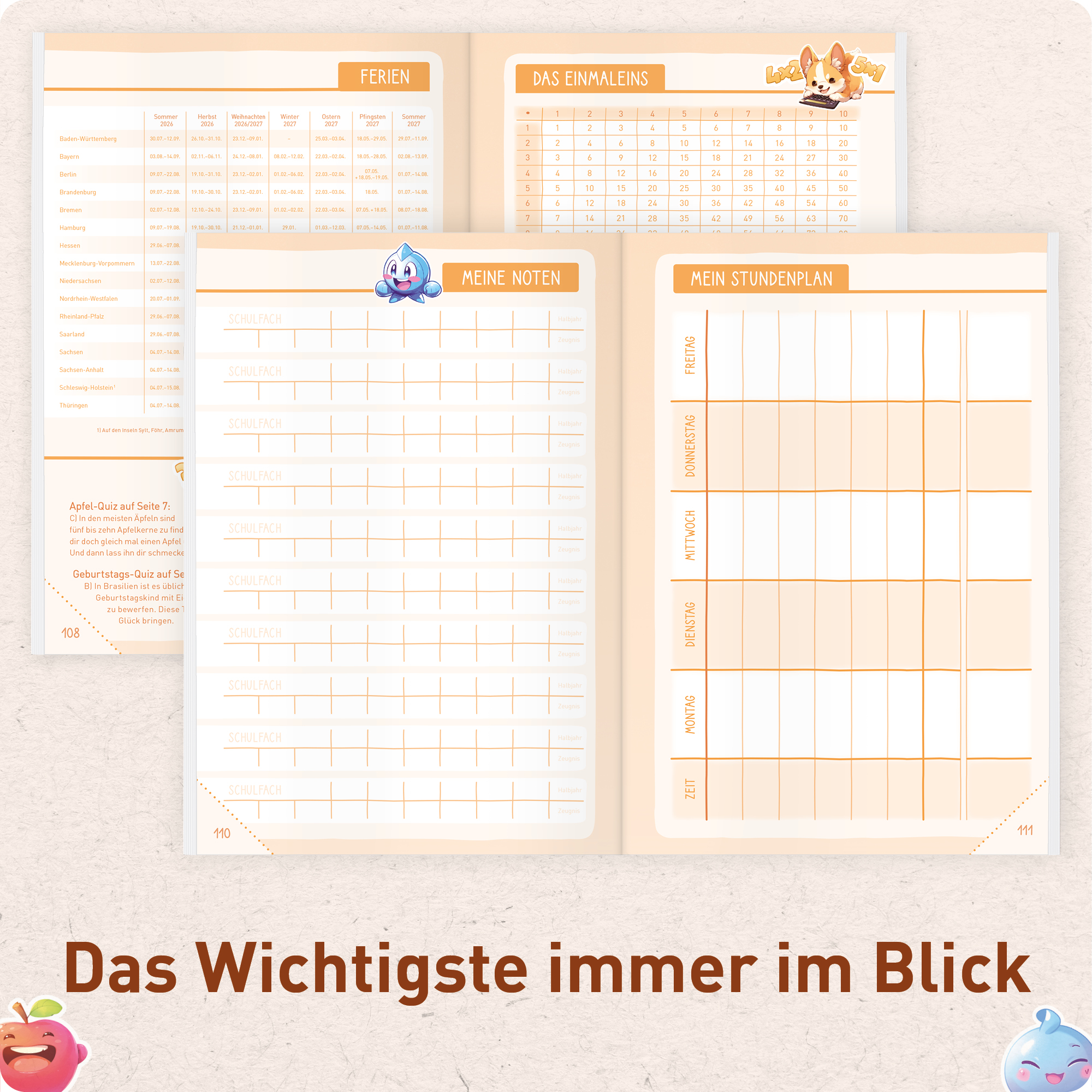 Artikelbild 5 des Artikels “Hausaufgabenheft Grundschule 2026/2027 A5 mit Datum [Cool Panda] “