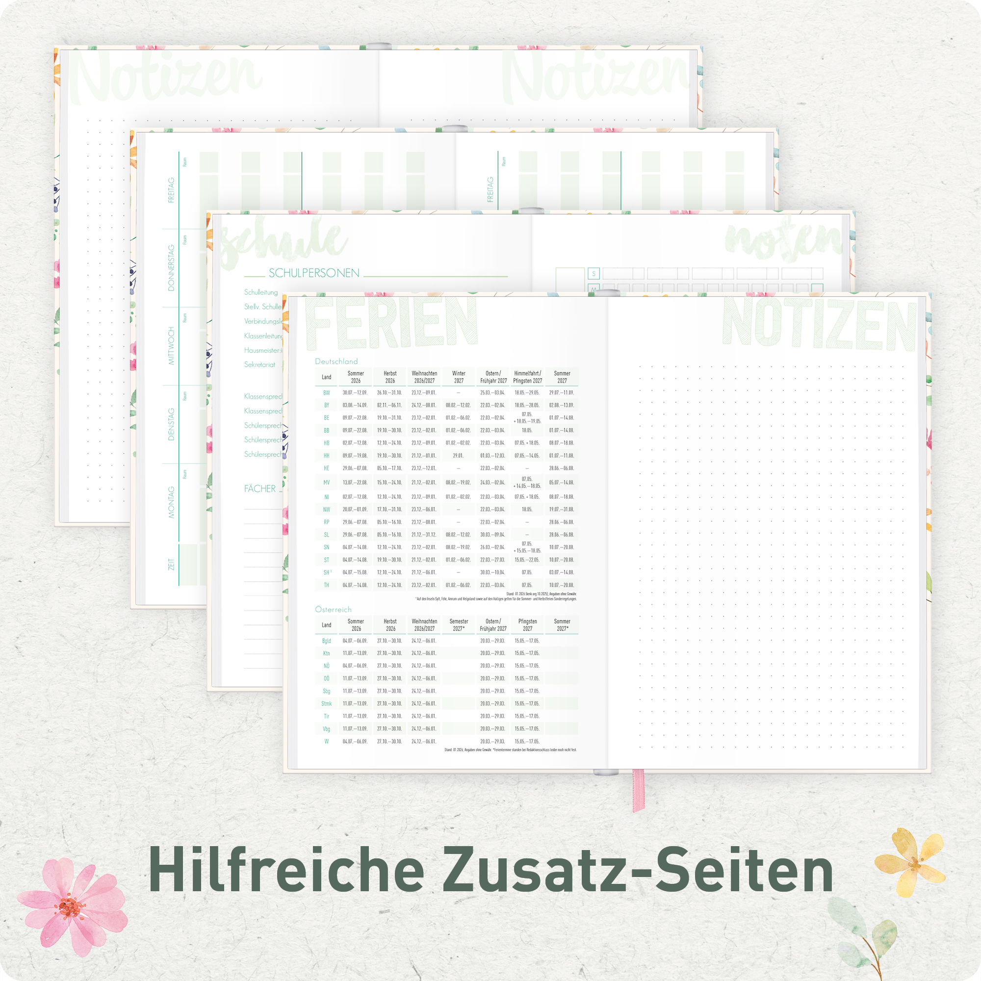 Artikelbild 5 des Artikels “Schulstuff Schüler:innen-Timer A5 2026/2027 [Wild Blossoms] “