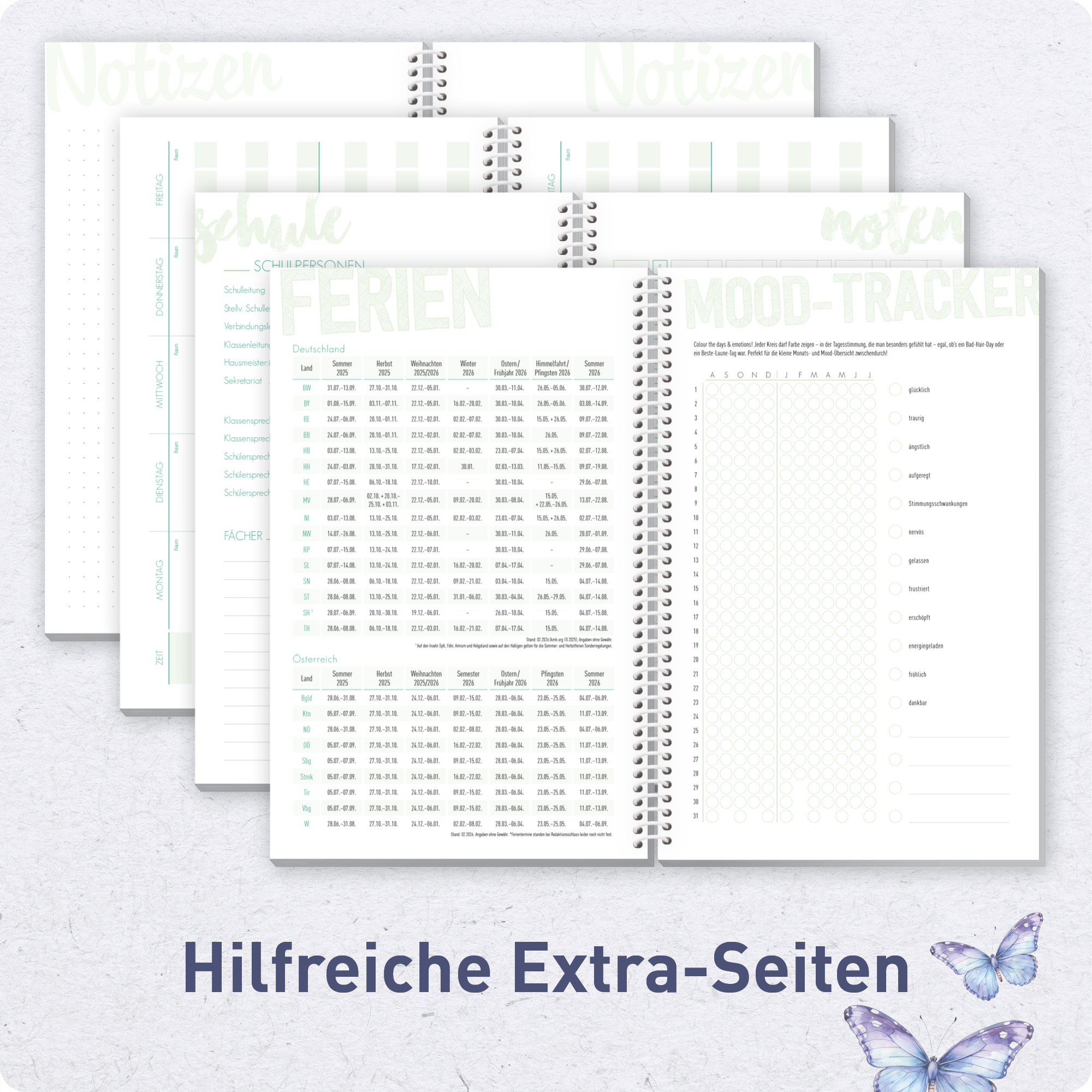 Artikelbild 5 des Artikels “Schulstuff Schüler:innen-Timer mit Spiralbindung A5 2026/2027 [Butterfly] “