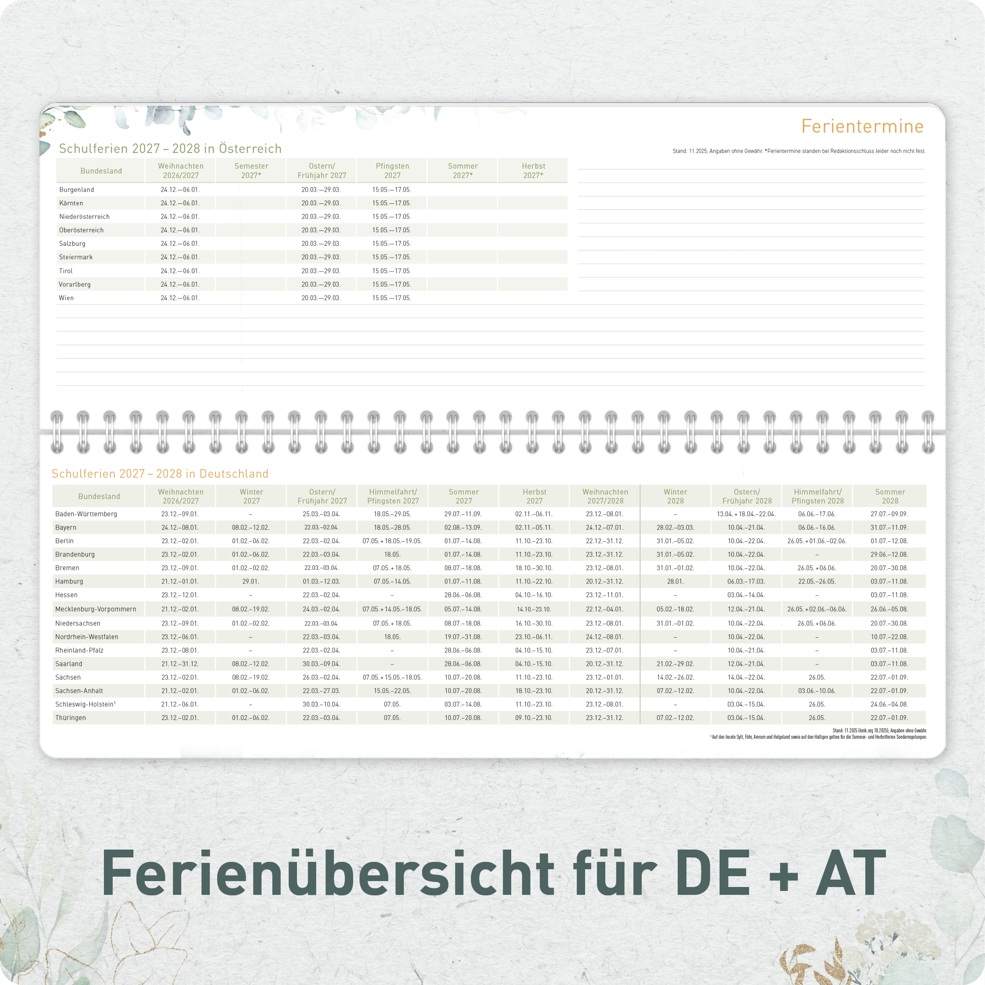 Artikelbild 5 des Artikels “Wochen-Tischkalender Schuljahr 26/27 mit Aufsteller [Blattgold] “