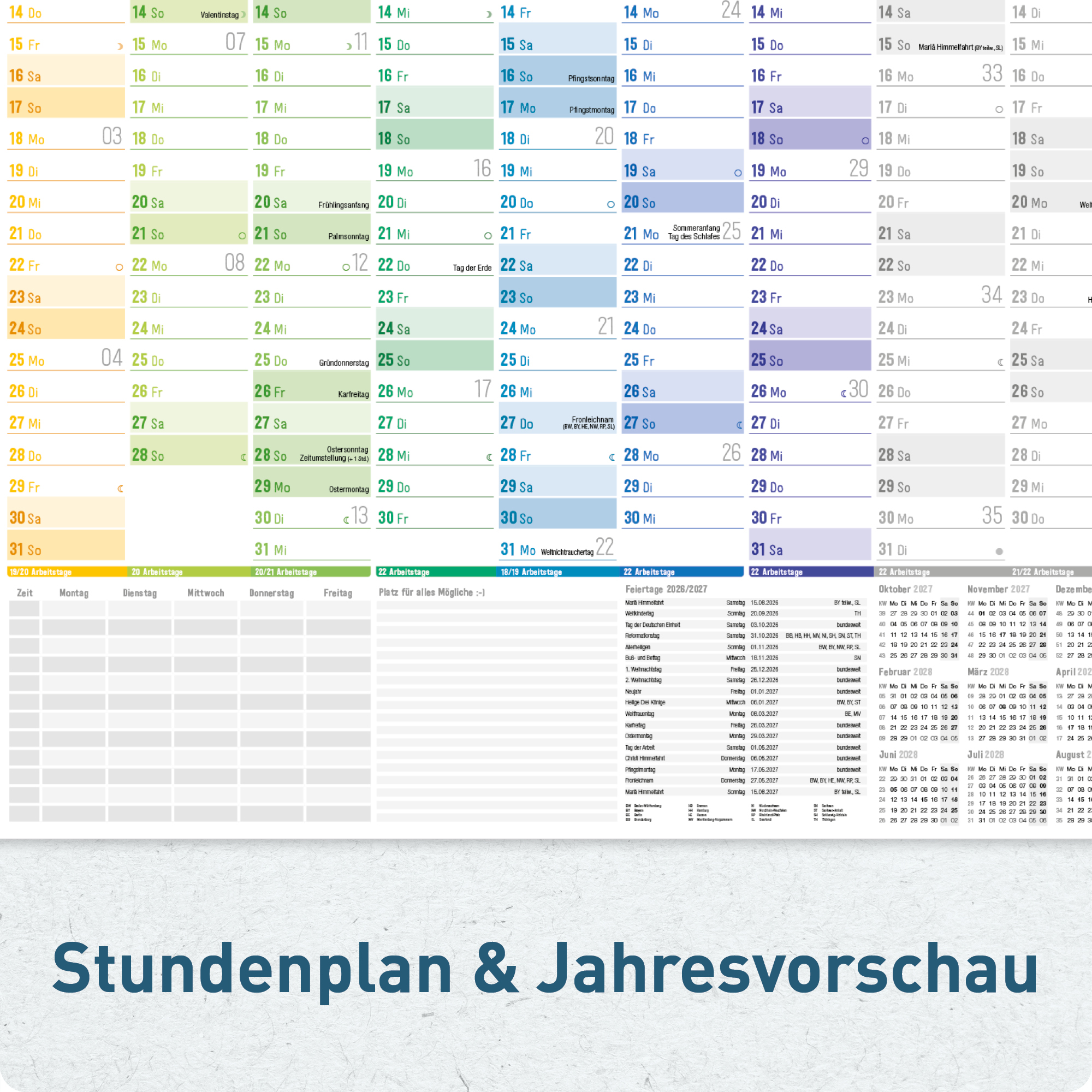 Artikelbild 5 des Artikels “Wandkalender Schuljahr 2026/2027 A1 + [Rainbow] “