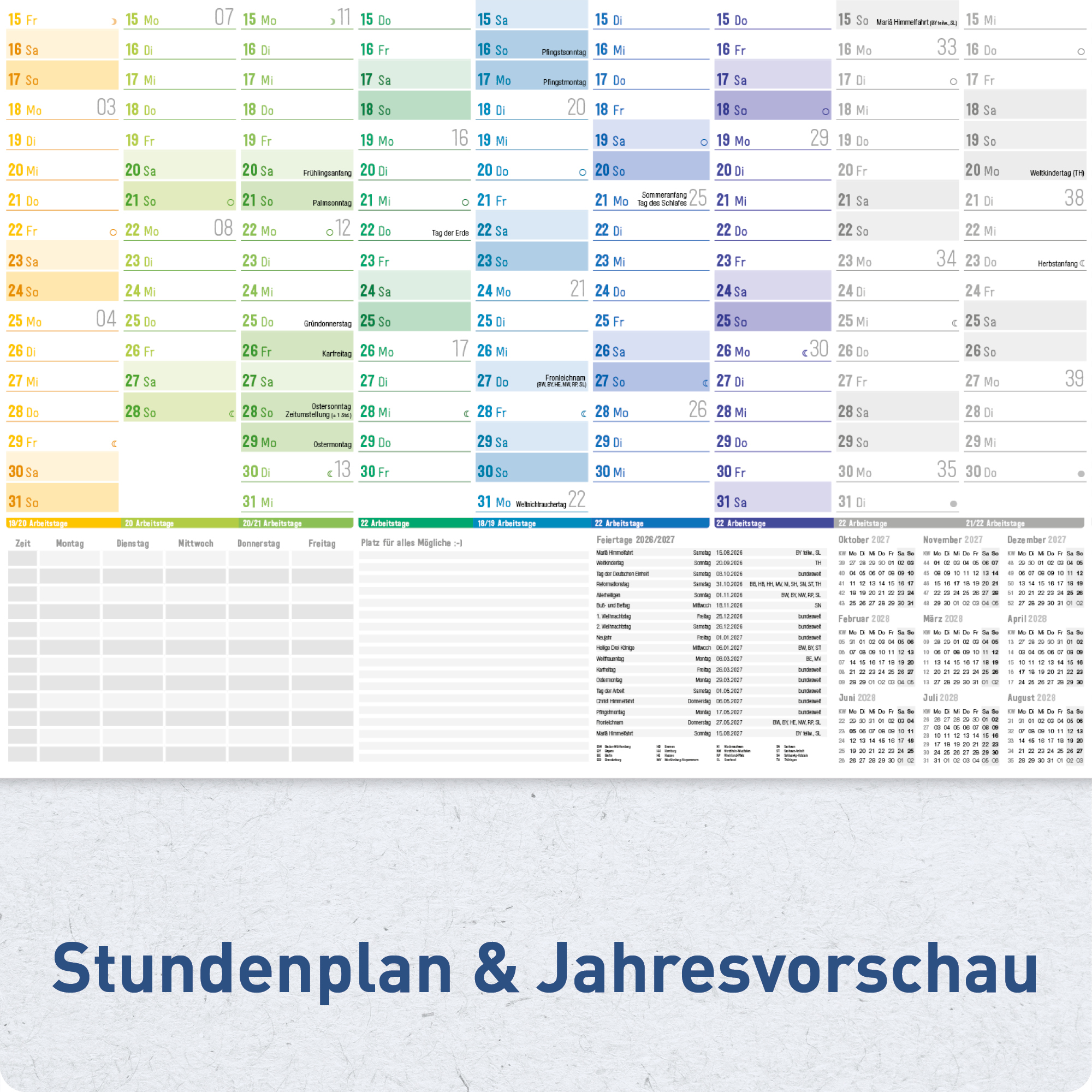 Artikelbild 5 des Artikels “Wandkalender Schuljahr A1+ abwischbar 2026/2027 gerollt [Rainbow] “