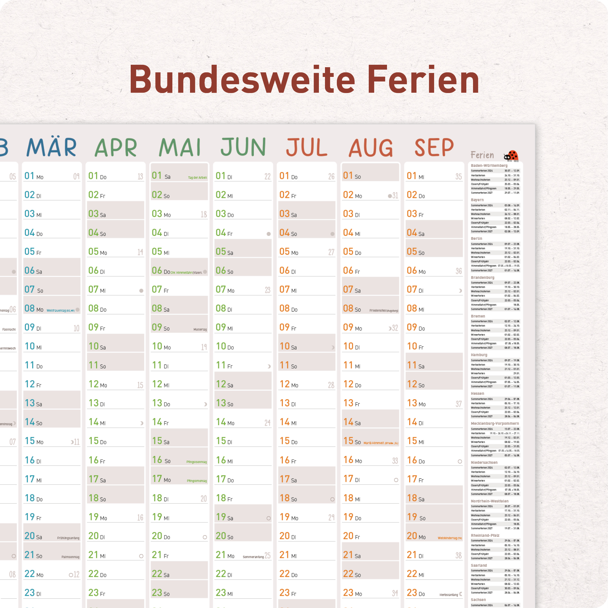 Artikelbild 5 des Artikels “Wandkalender Kita-Planer A1 + 2026/2027 “