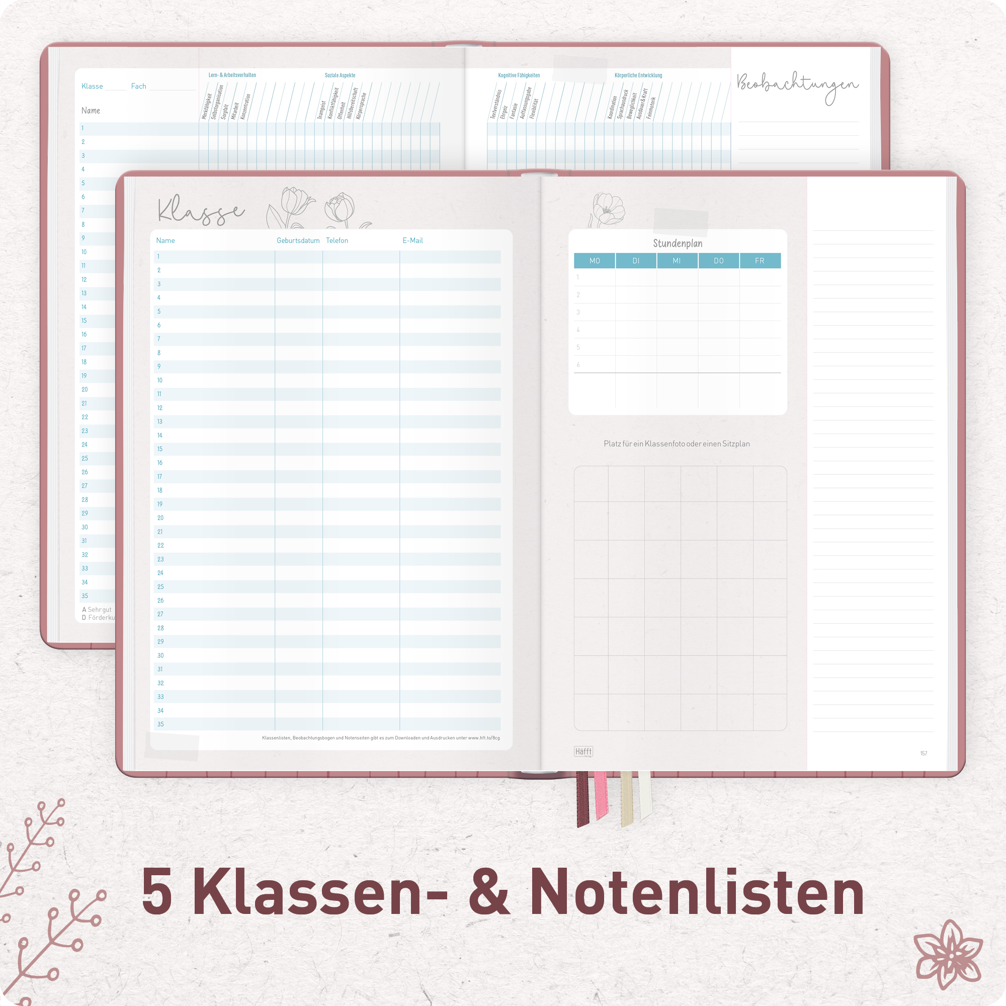 Artikelbild 5 des Artikels “Lehrer-Planer Grundschule A4+ 26/27 [Fine Flowers rosé] “