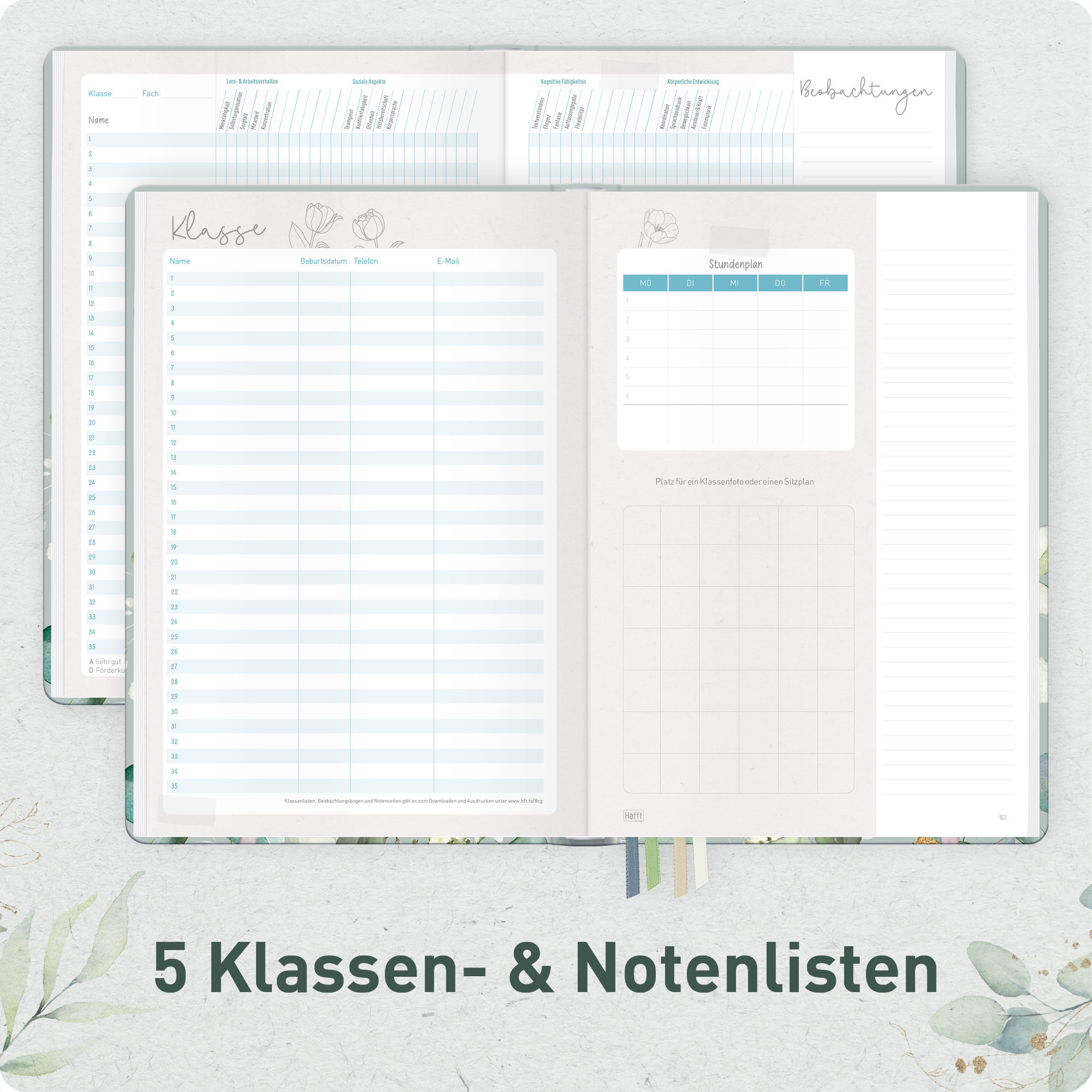 Artikelbild 5 des Artikels “Lehrer-Planer Grundschule A4+ 26/27 [Minty Leaves] “