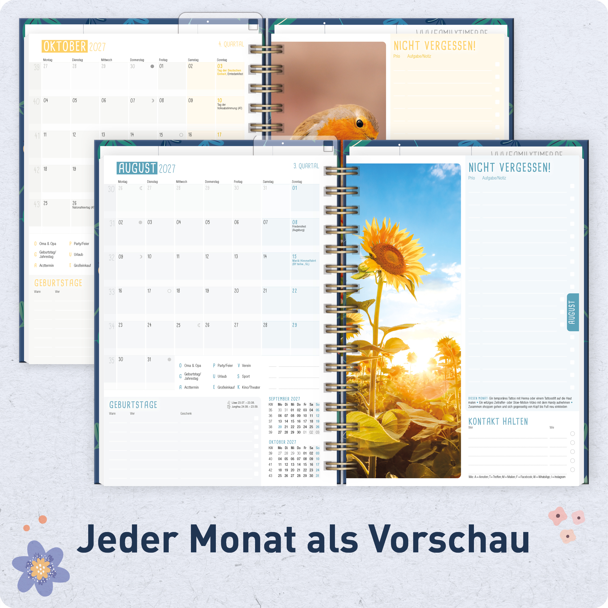 Artikelbild 5 des Artikels “Family-Timer A5 2026 2027 [Color Flowers] “