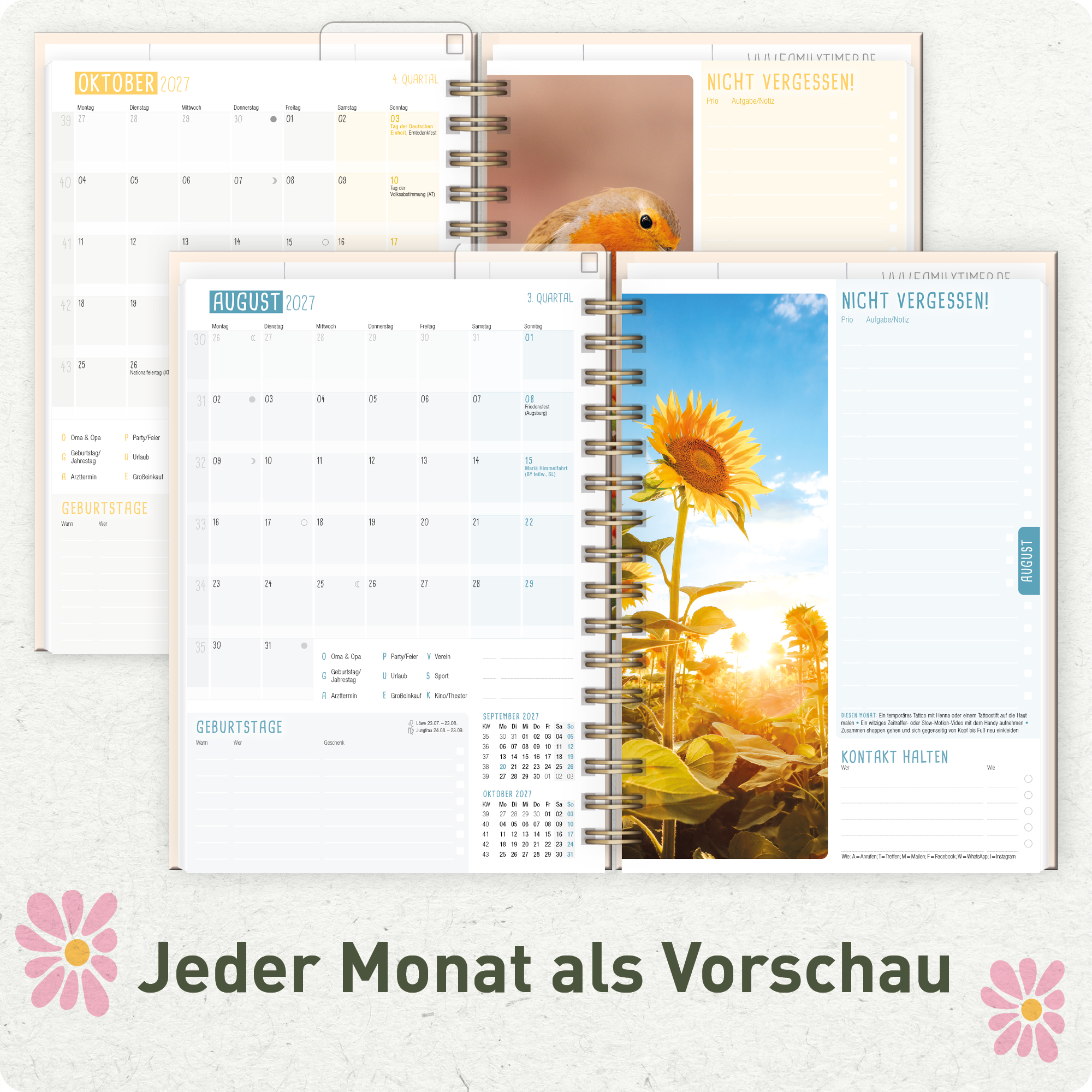 Artikelbild 5 des Artikels “Family-Timer A5 2026 2027 [Flower Power Pink] “