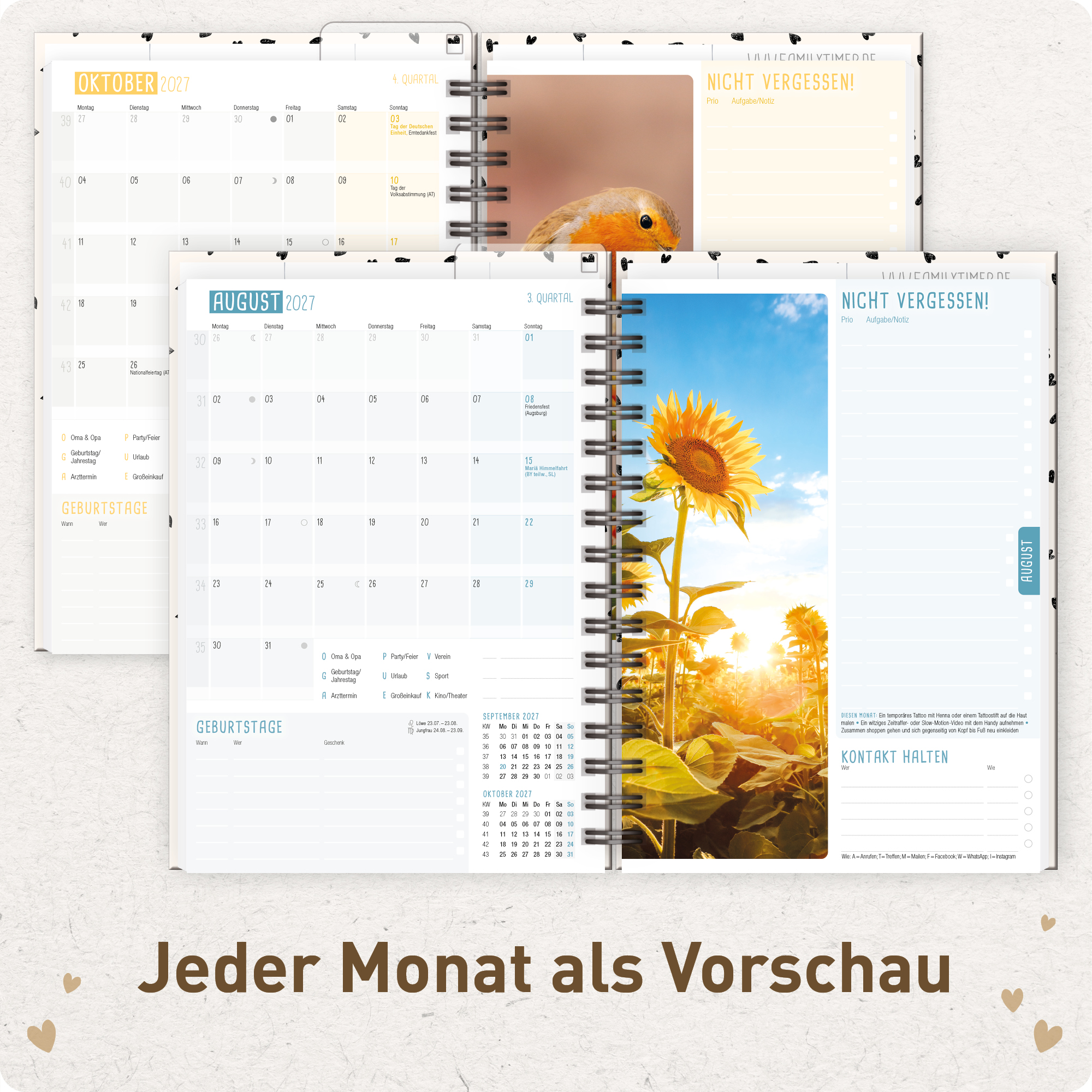 Artikelbild 5 des Artikels “Family-Timer A5 2026 2027 [Golden Hearts] “
